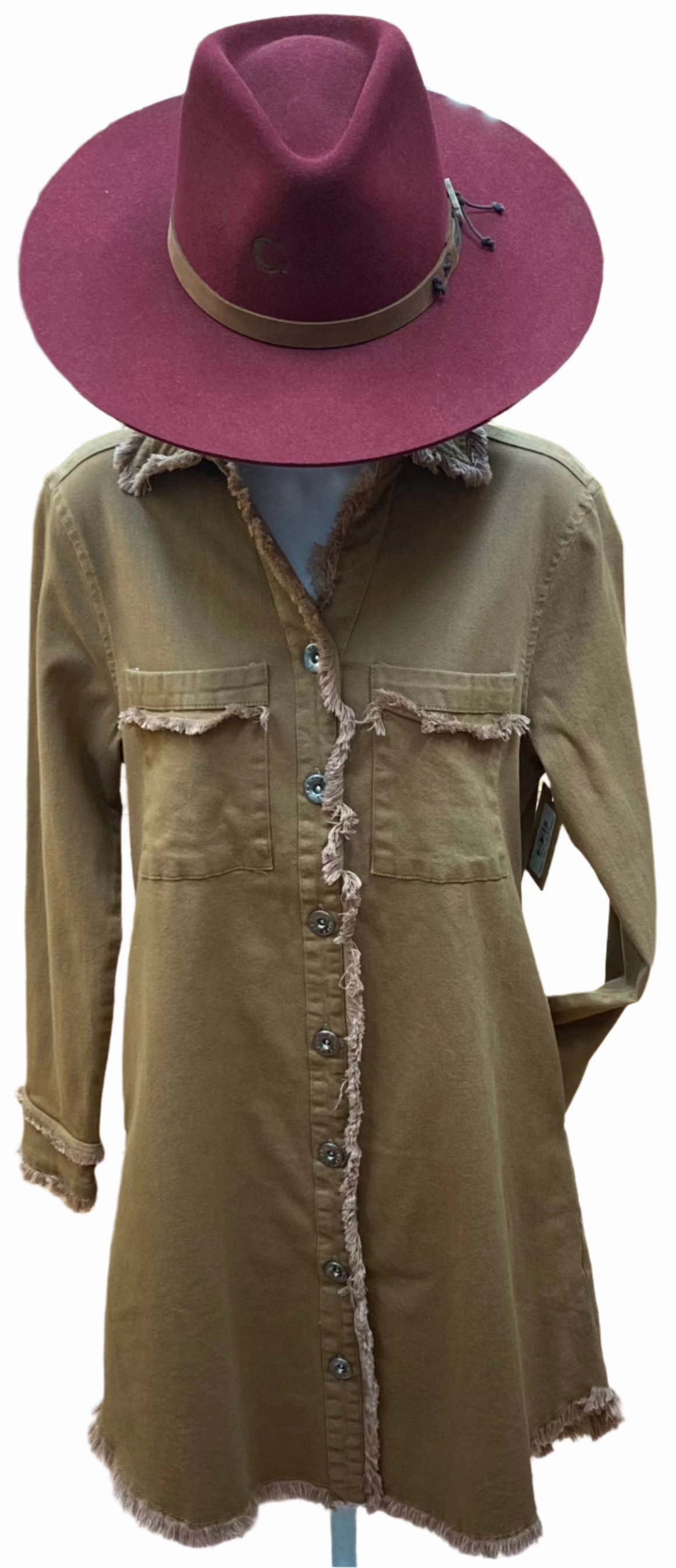 Brown Cotton Twill Dress Formal Occasion