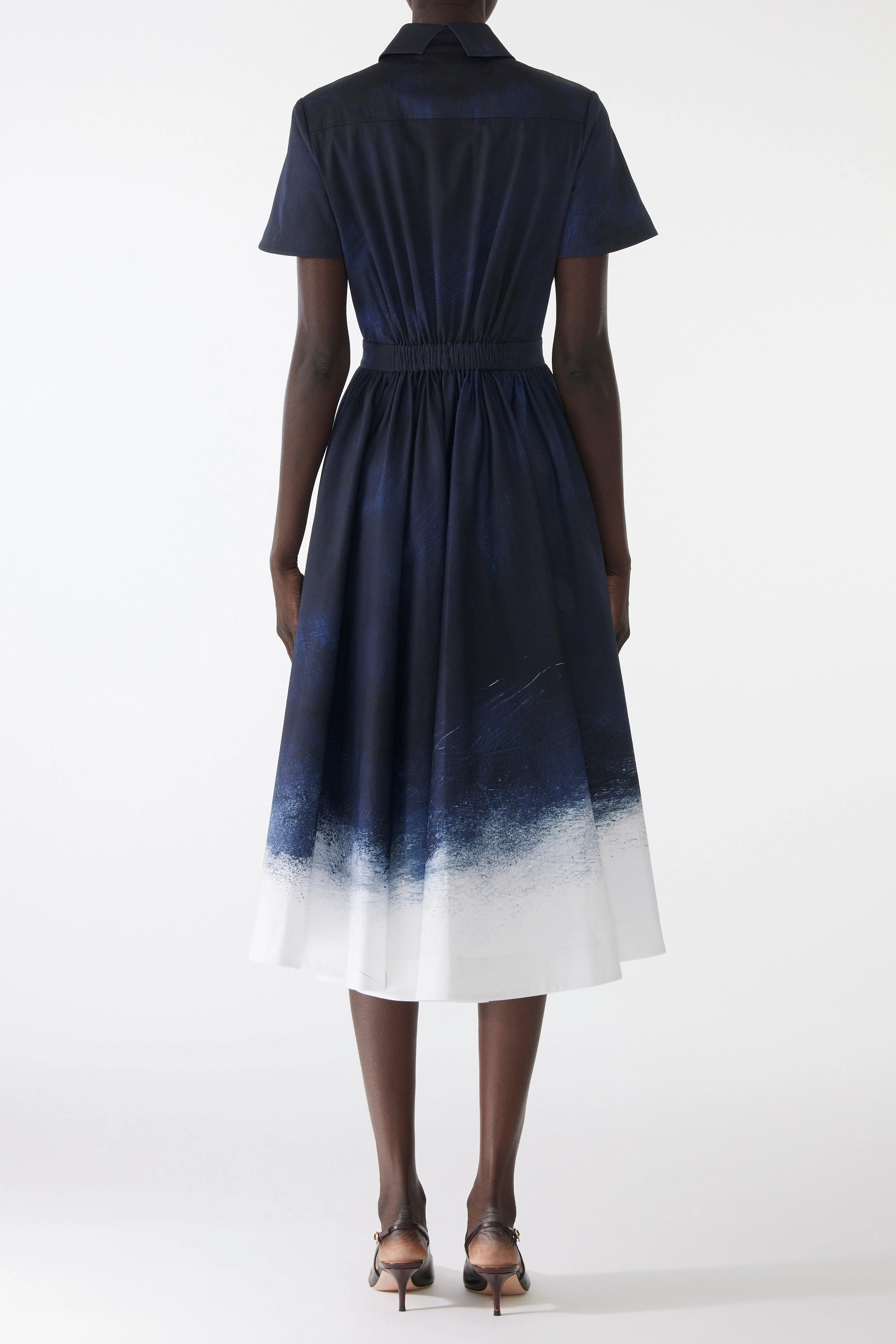 BRUSHED CANVAS PRINTED STRETCH COTTON SHIRTDRESS Versatile and Comfortable