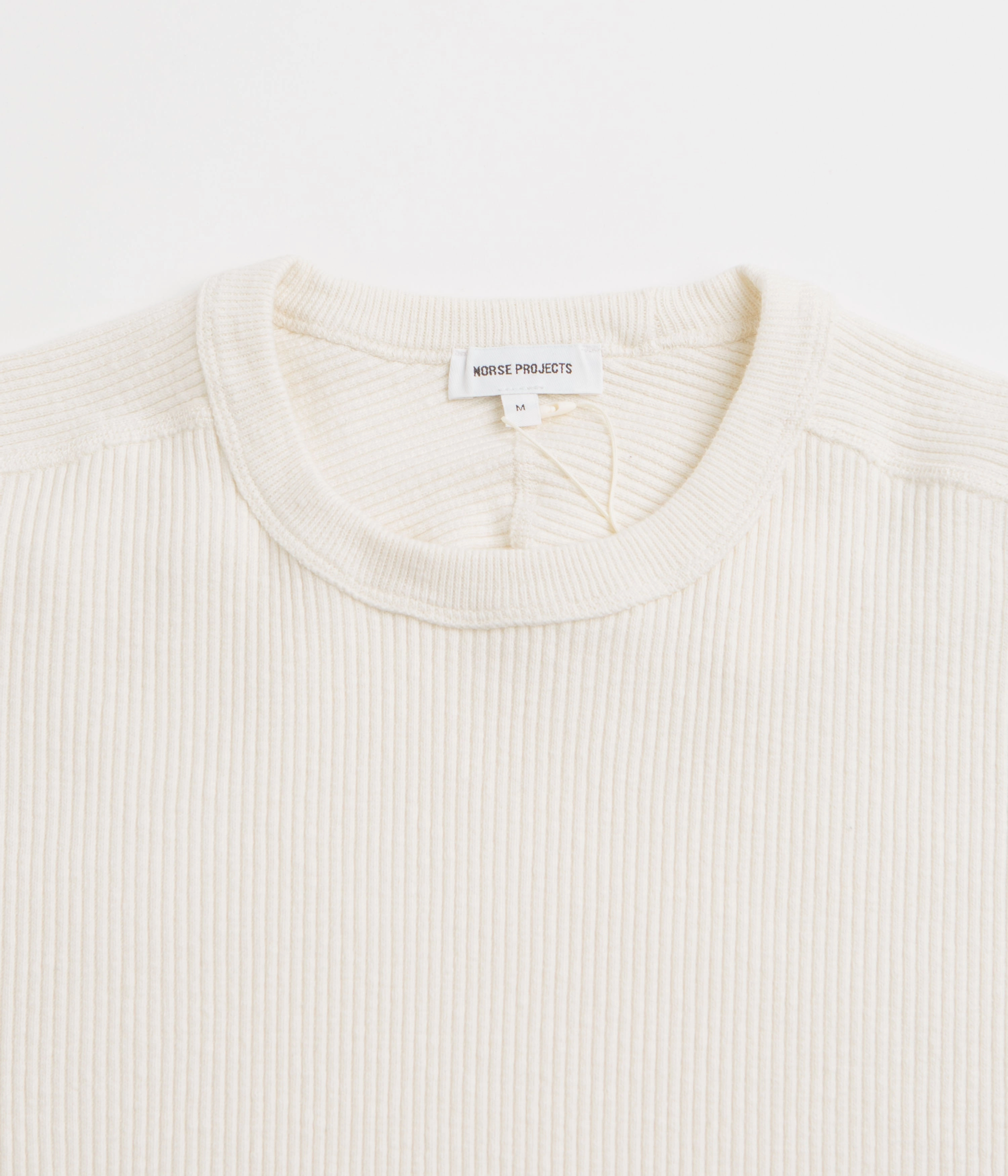 Norse Projects Eske Military Rib Long Sleeve T-Shirt - Ecru Seamless Shoulder Transition