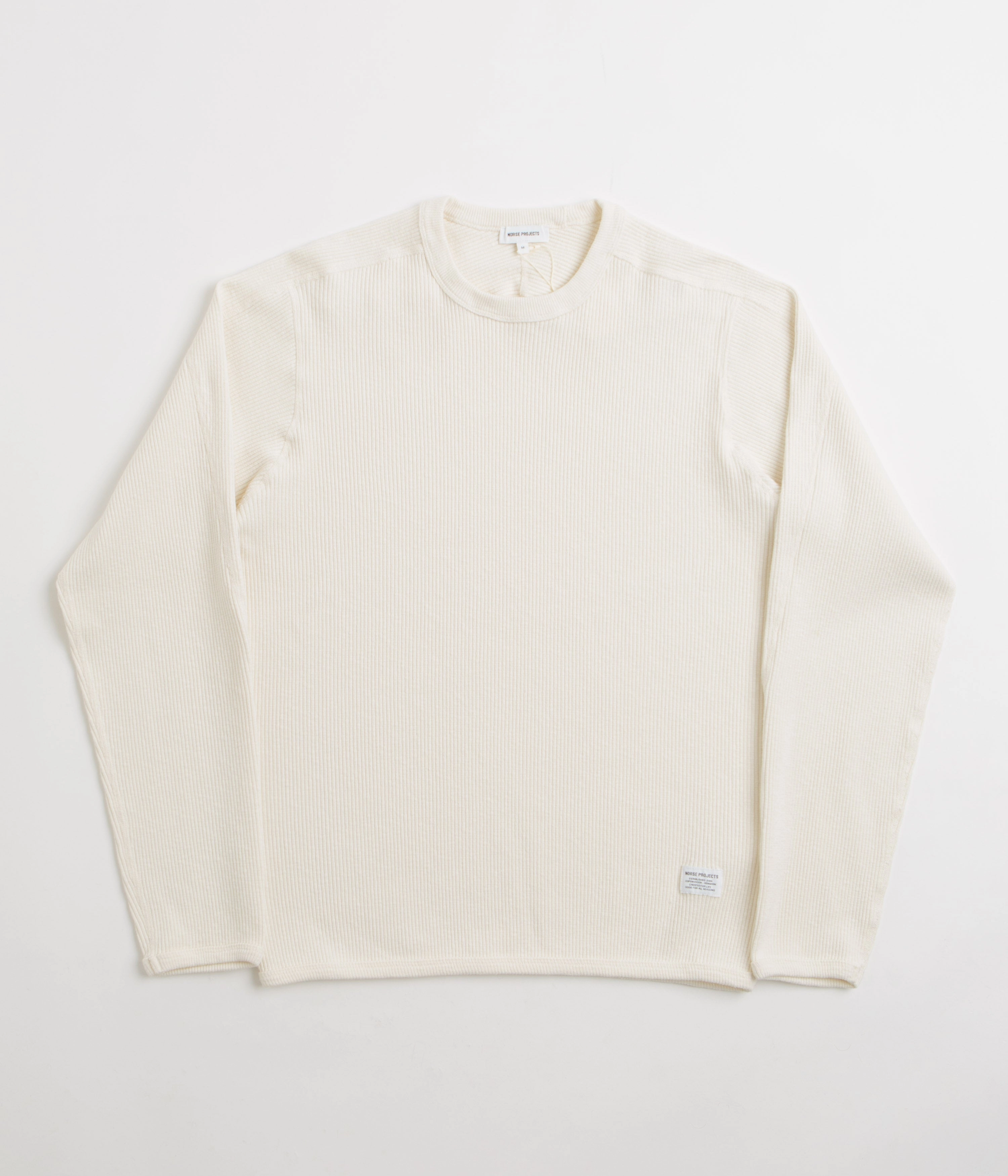 Norse Projects Eske Military Rib Long Sleeve T-Shirt - Ecru Rainy Day
