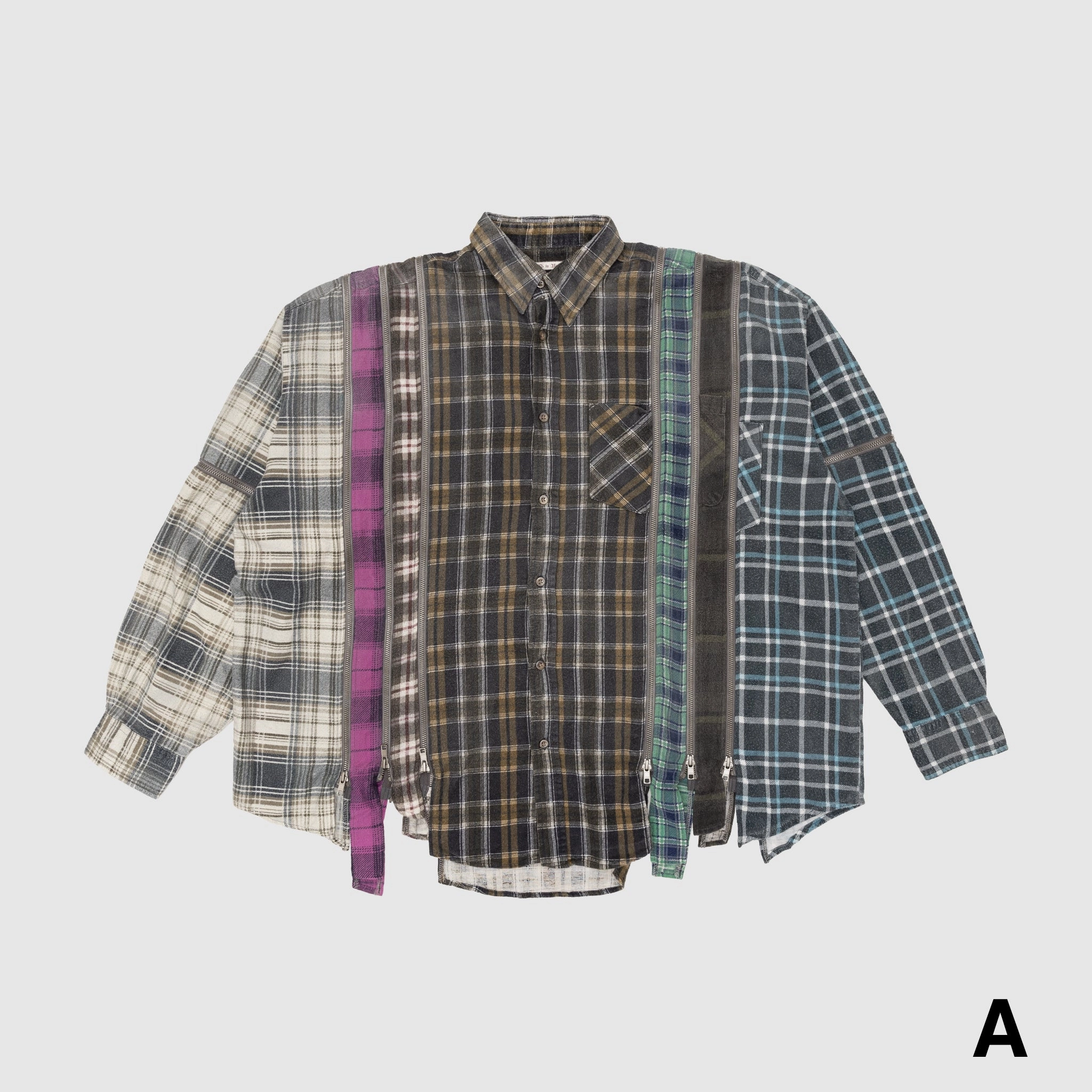 adult clothing Relaxed Design REBUILD BY NEEDLES 7 CUTS ZIPPED WIDE SHIRT