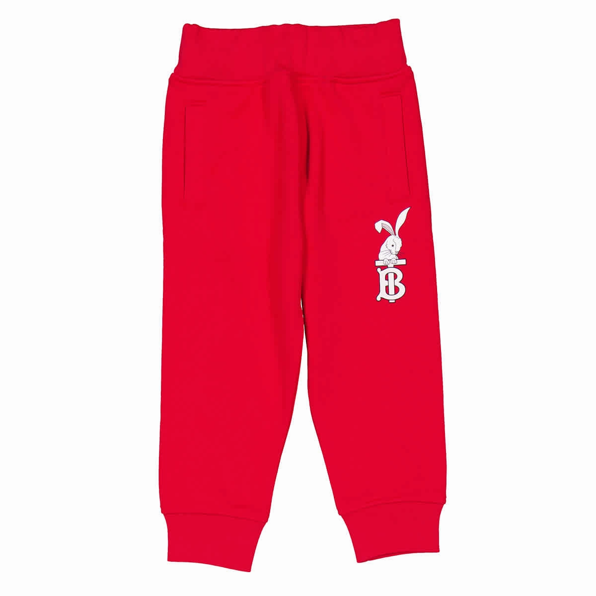 Burberry Girls Bright Red Jersey Cotton Rabbit Joggers SeamlessConstruction