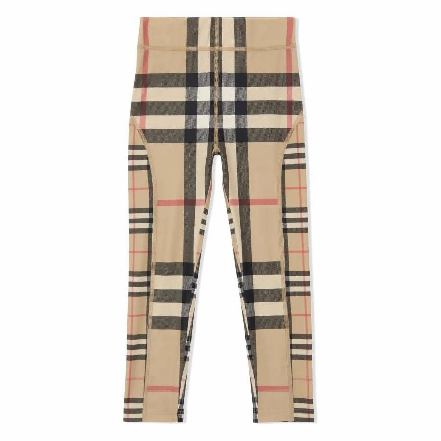 Layered Panel Design Vintage Wash Burberry Kids Contrast Check Leggings