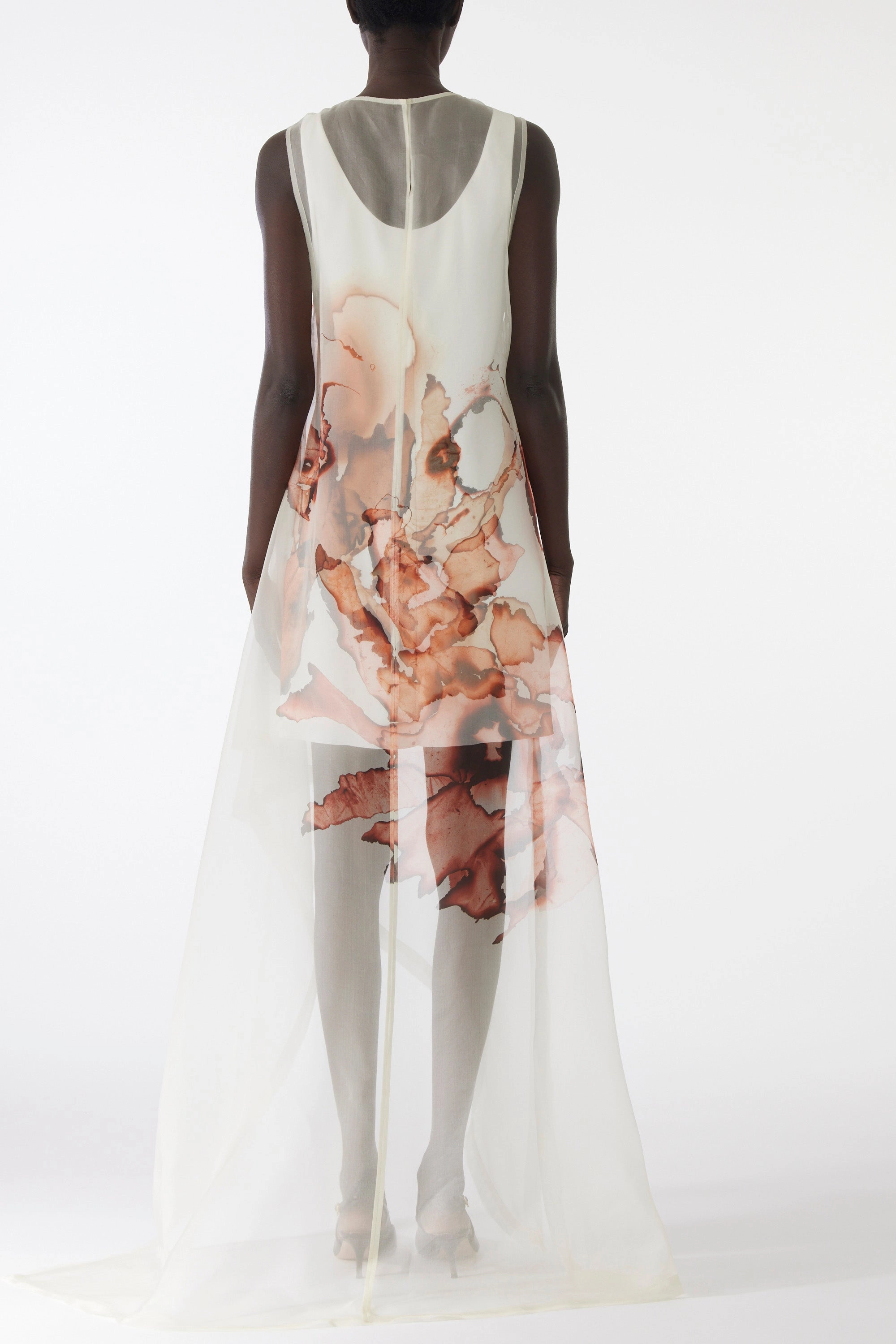 Light Layers BURNT FLORAL ORGANZA GOWN WITH MINI DRESS LINING