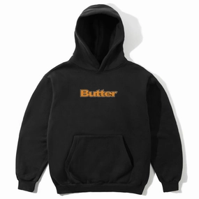 Butter Goods - Outline Logo Hoodie Black Kangaroo Pocket Style