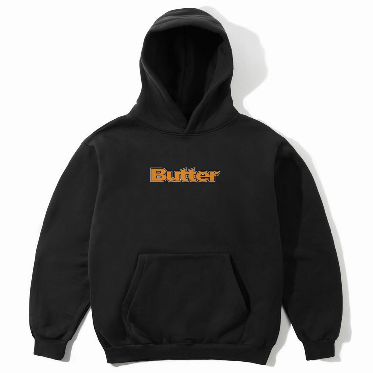 Butter Goods - Outline Logo Hoodie Black Adjustable Hood