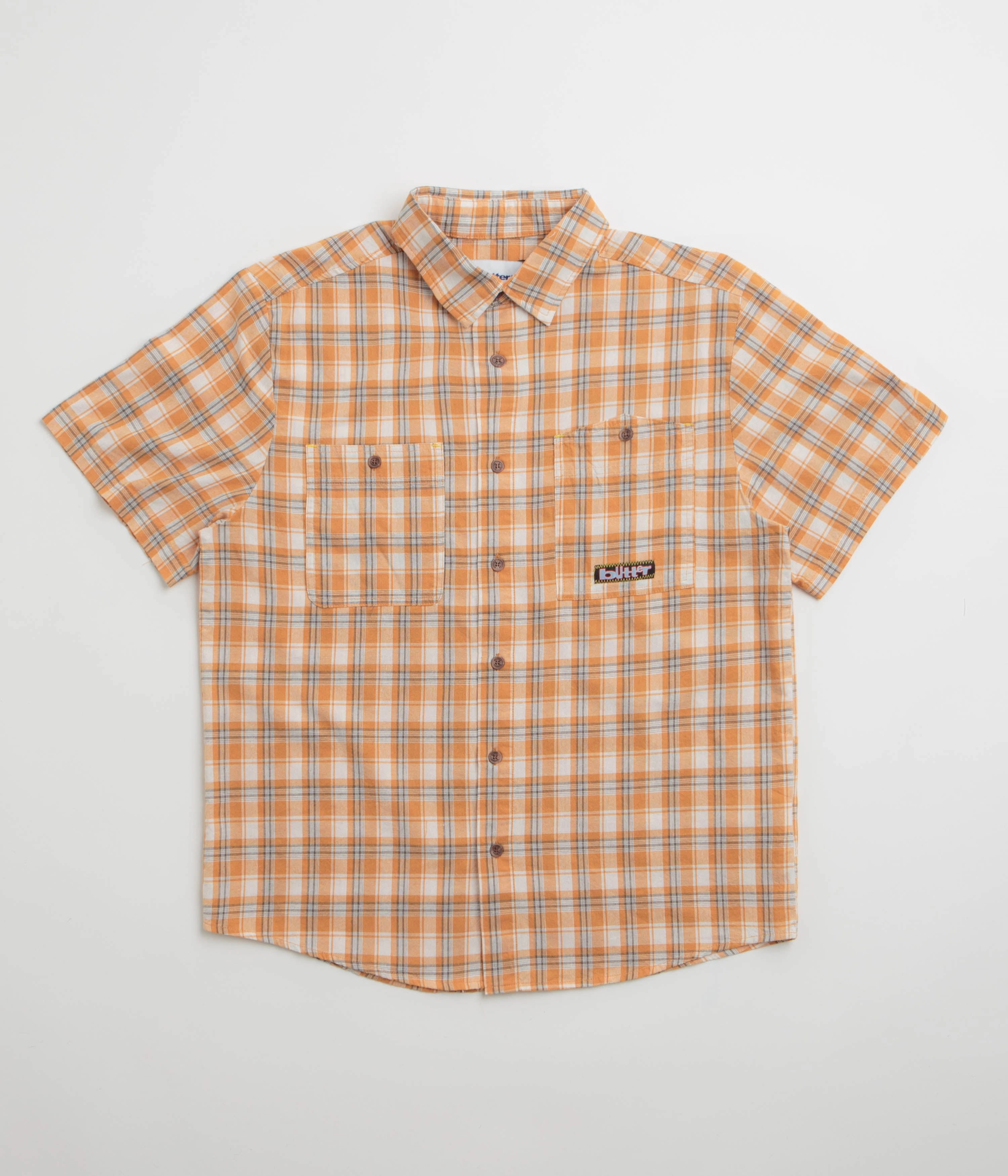 Reinforced Hems Tailored Cut Butter Goods Asymmetrical Short Sleeve Shirt - Mustard