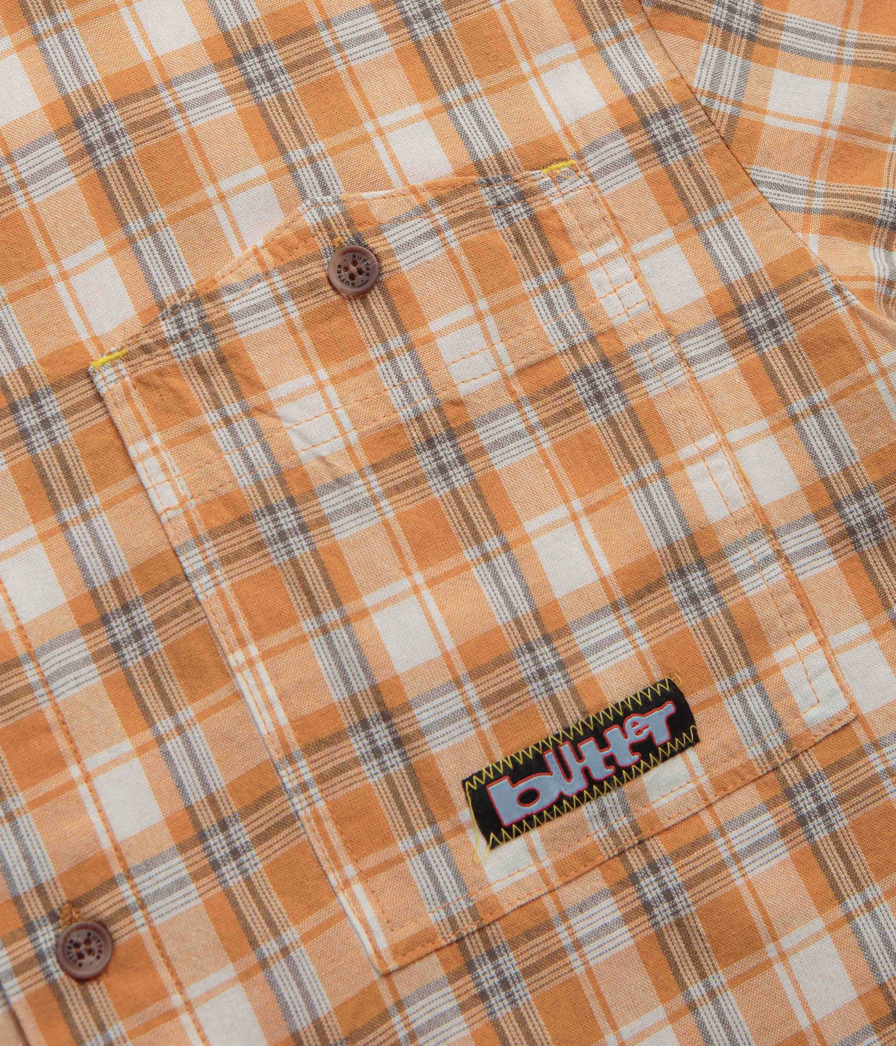 Roomy Cut Butter Goods Asymmetrical Short Sleeve Shirt - Mustard