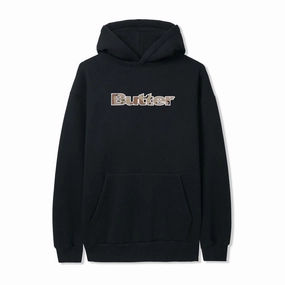 Vintage Wash Effect Sporty Flex Fit Butter Goods Camo Appliqu?? Pullover Hoodie - Black