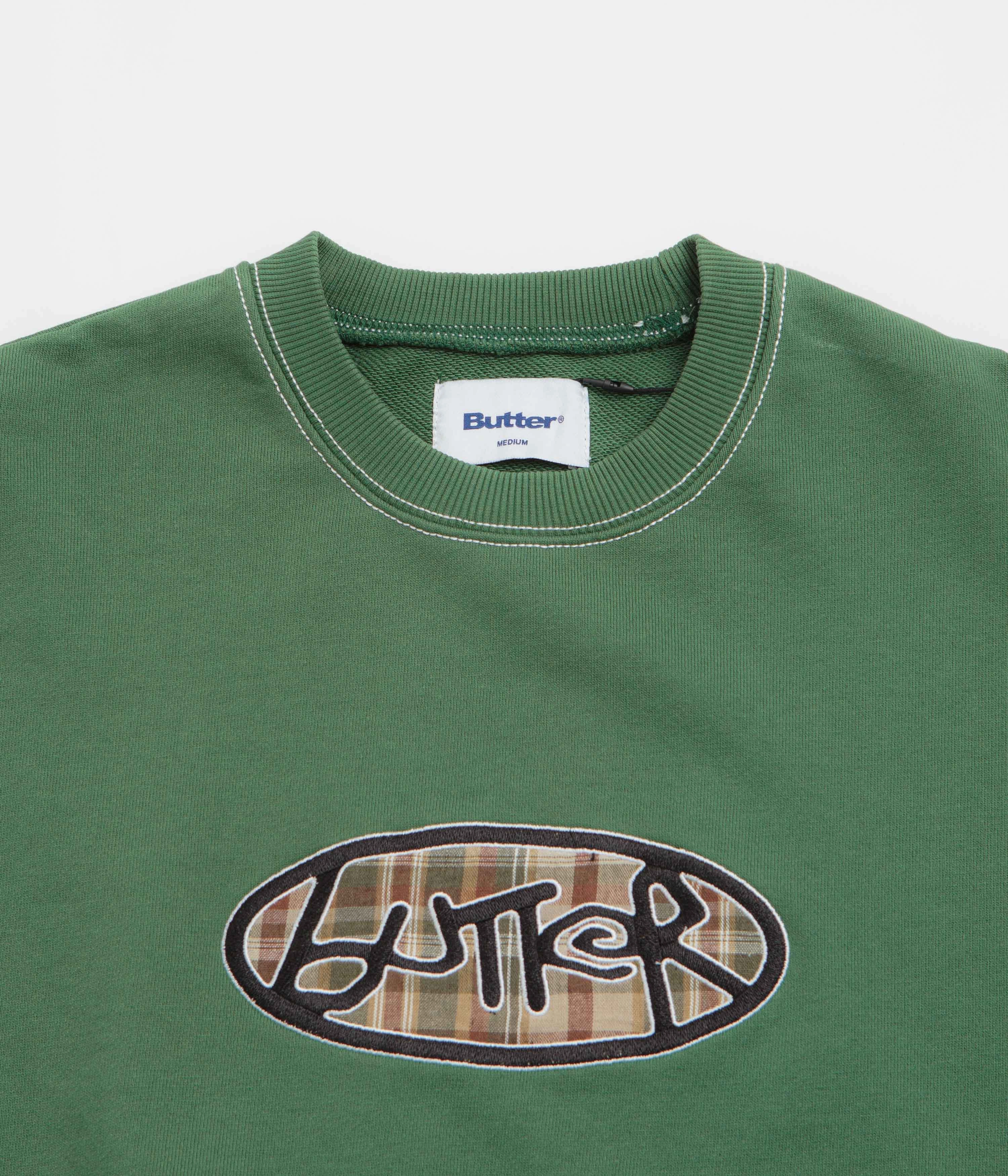 Warm Top Butter Goods Crust Crewneck Sweatshirt - Washed Forest