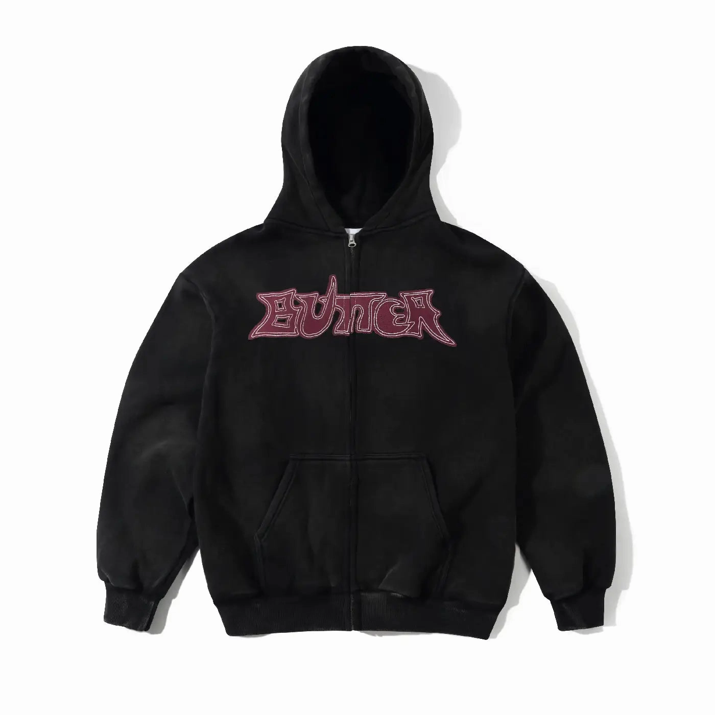 Reinforced Seams Butter Goods Encounter Zip-Thru Hoodie - Washed Black