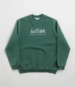 product rough ruggedness Poplin Butter Goods Equipment Applique Crewneck Sweatshirt - Washed Fern
