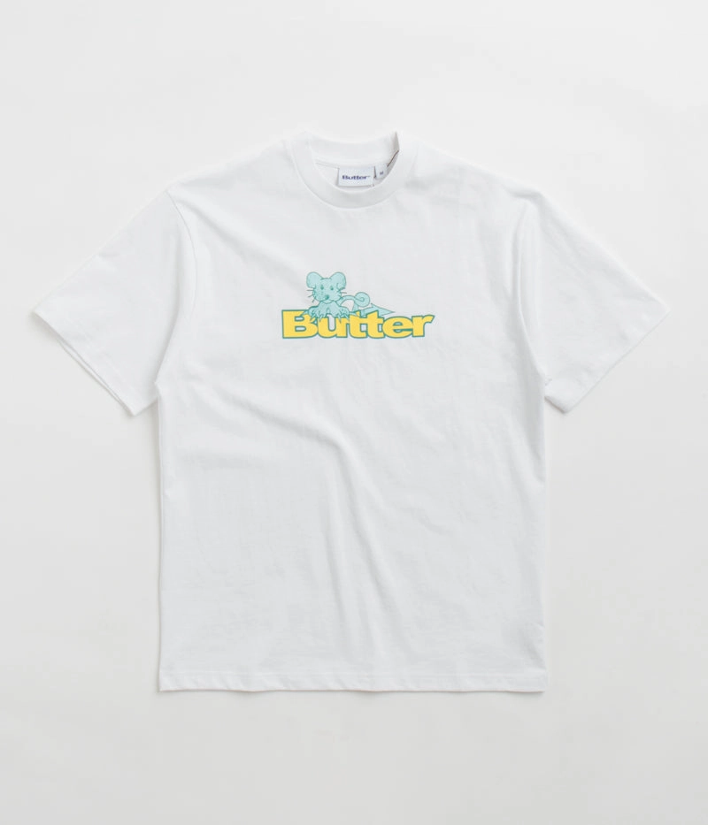 Butter Goods Rat Logo T-Shirt - White trendy season tie dye