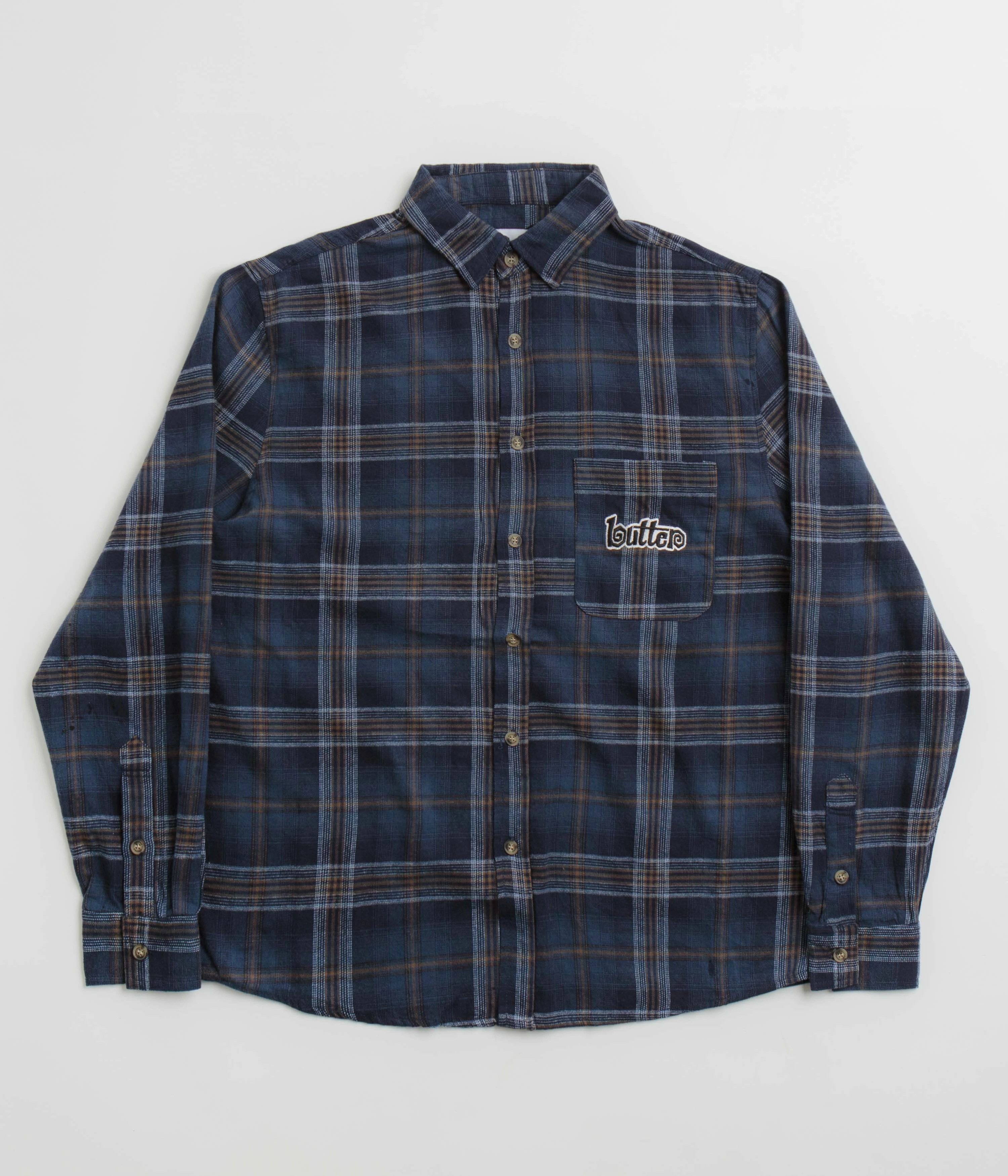 Butter Goods Swirl Plaid Shirt - Navy / White Street Style