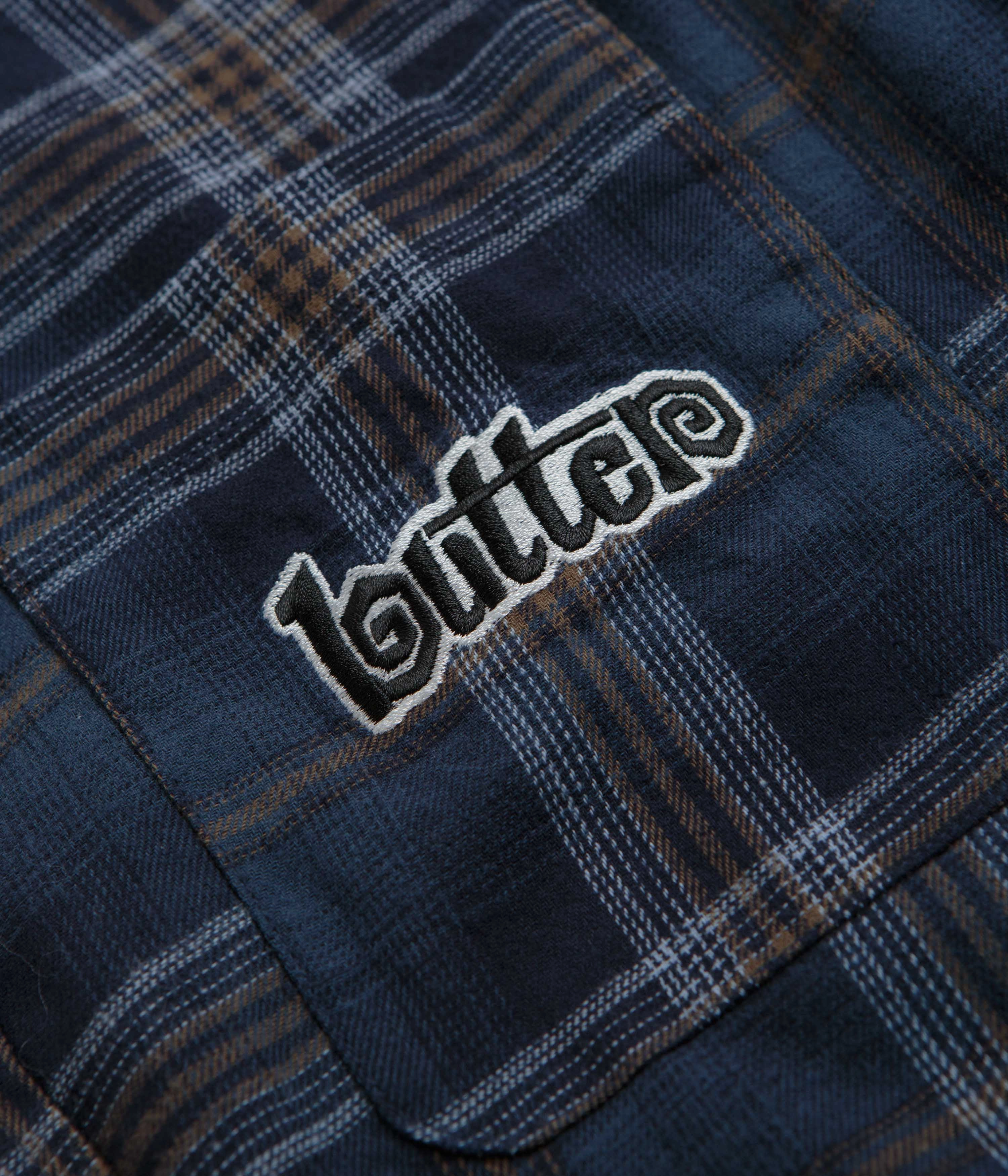 Butter Goods Swirl Plaid Shirt - Navy / White Layering Essential Trendy designs