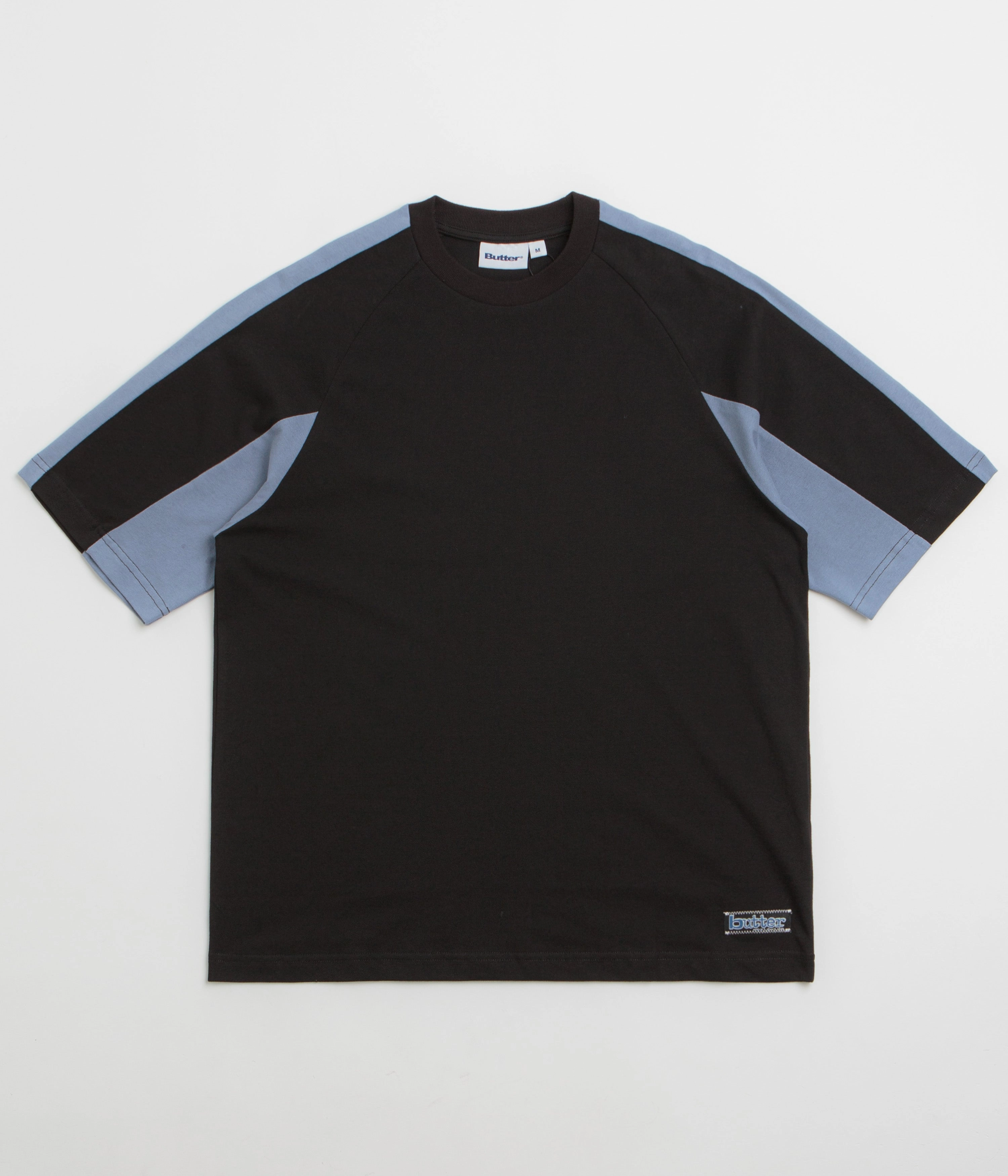 Butter Goods Worldwide Panelled T-Shirt - Black Polka Dots wide hem