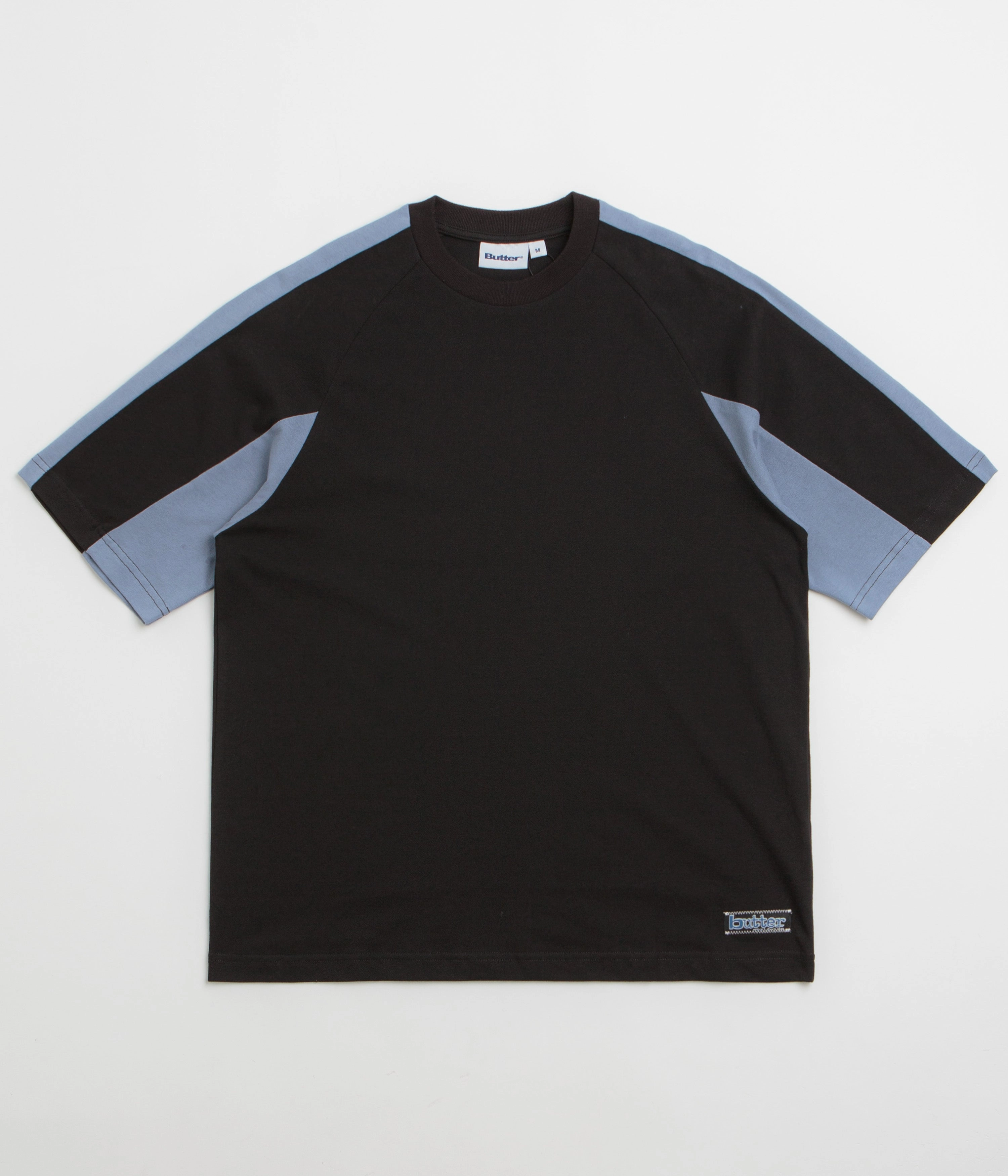Butter Goods Worldwide Panelled T-Shirt - Black Workwear fishing event