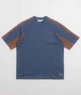 Butter Goods Worldwide Panelled T-Shirt - Denim Striped style
