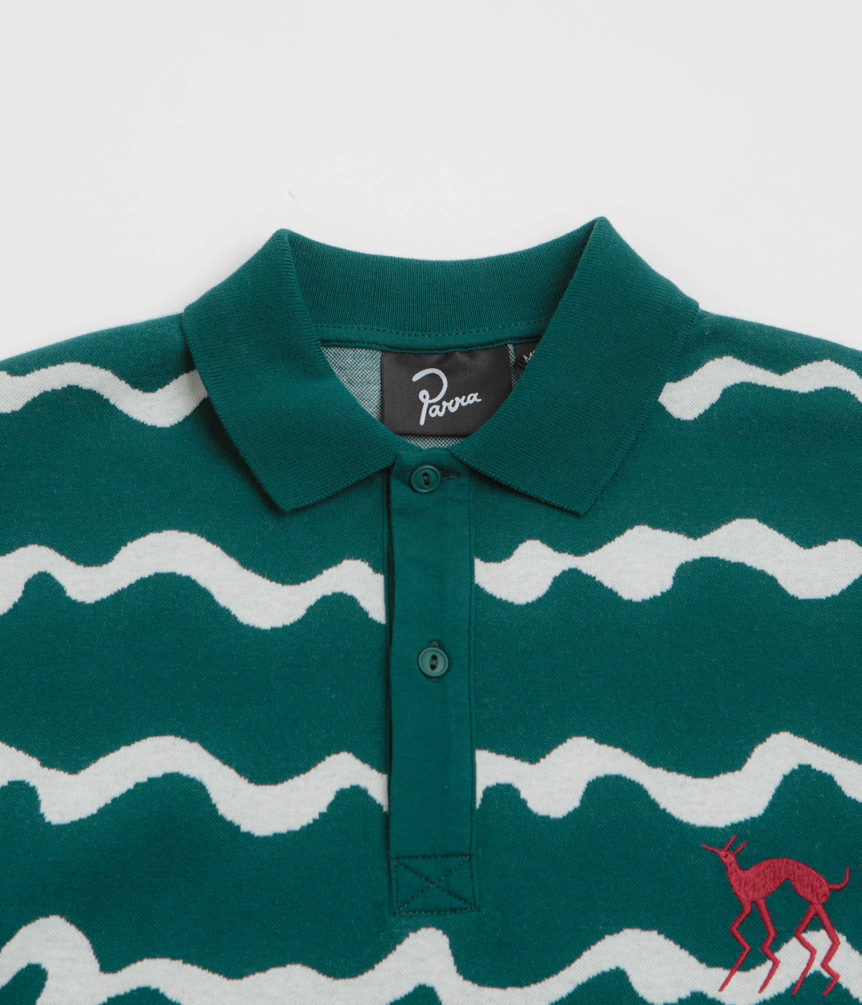 by Parra Broken Waves Polo Shirt - Pine Green Classic Comfort Airflow Ventilation System