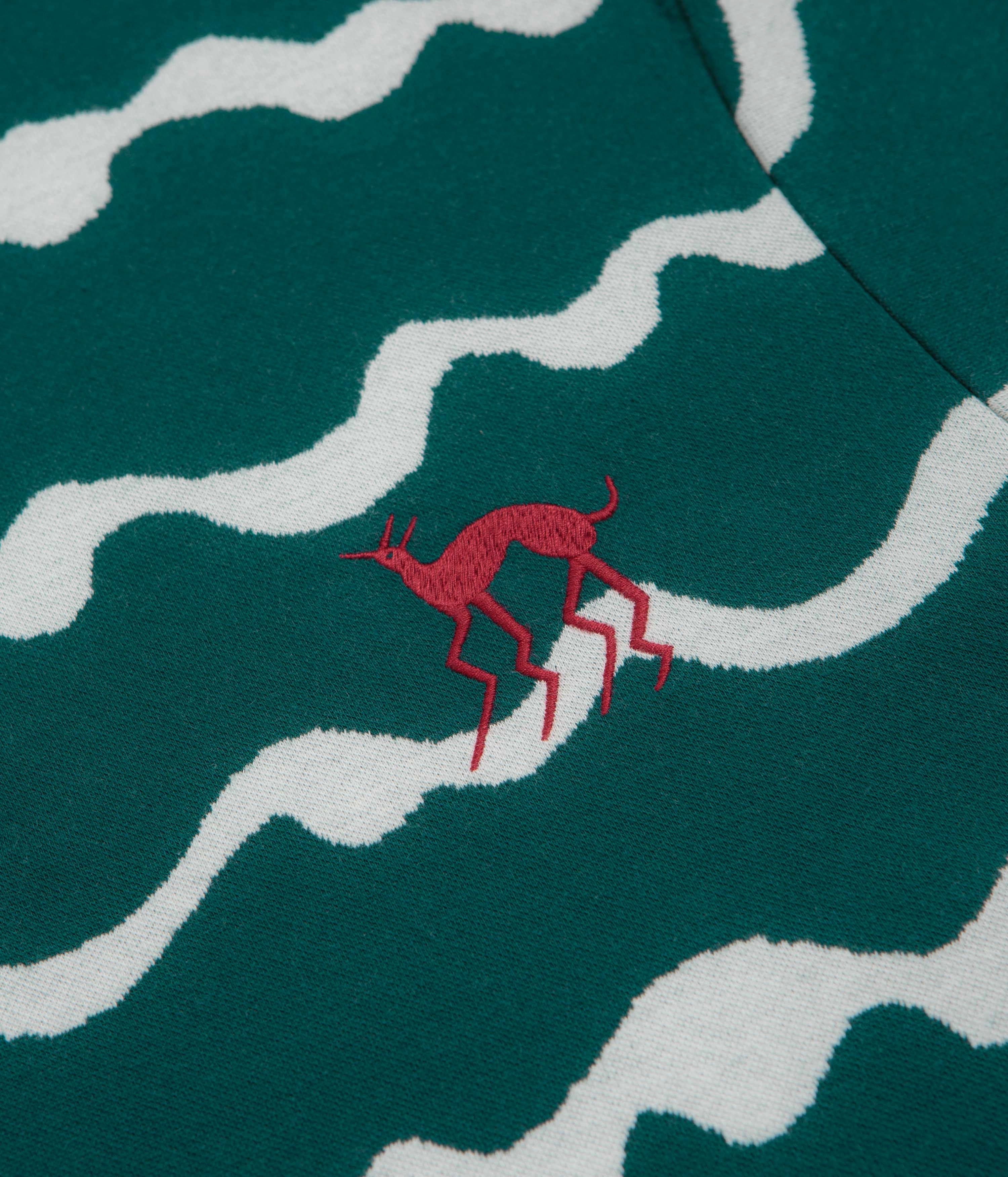 by Parra Broken Waves Polo Shirt - Pine Green Checkered Style