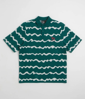 Multipocket Style birthday party by Parra Broken Waves Polo Shirt - Pine Green