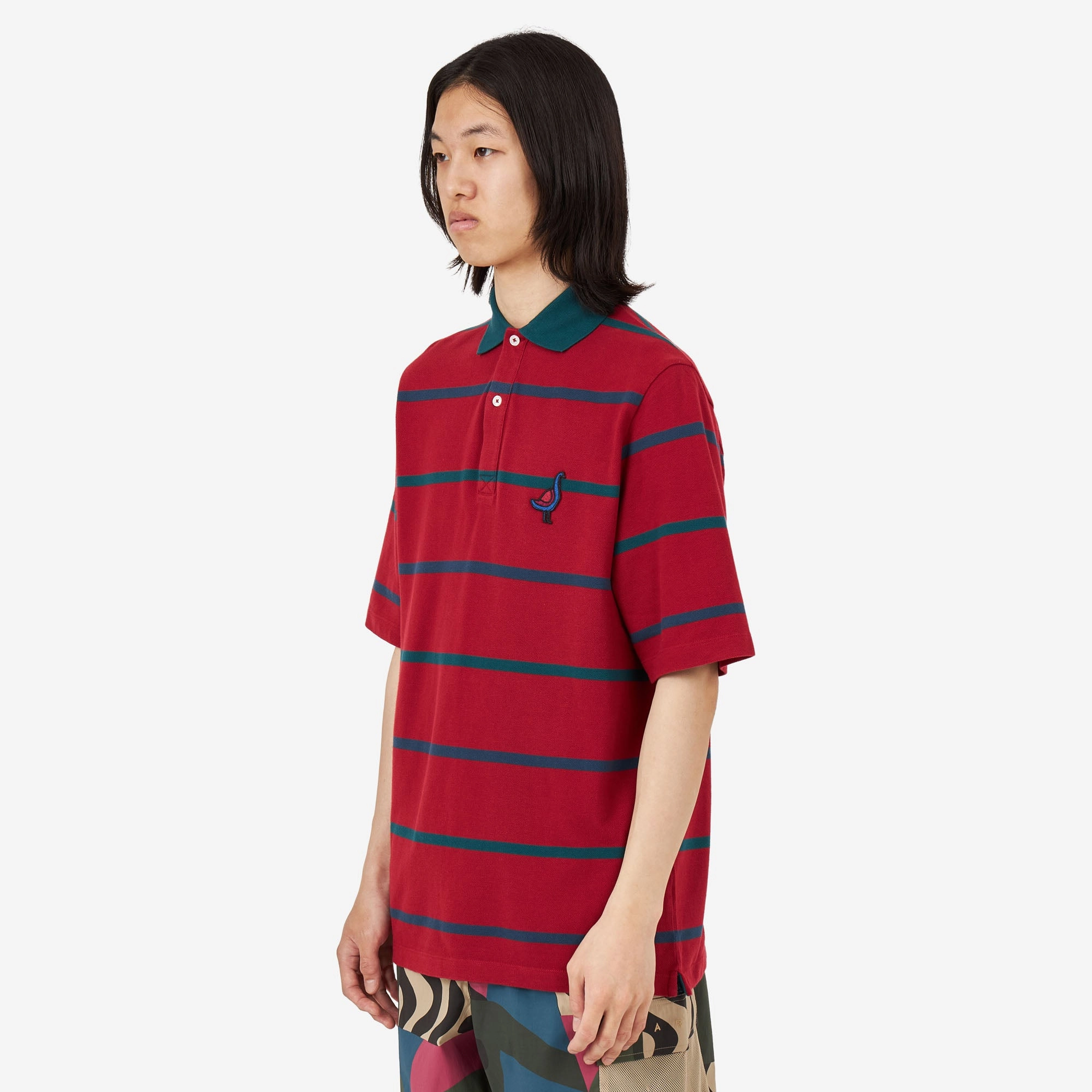 by Parra Fancy Goose Polo Shirt / Red Subtle Print Military Inspired