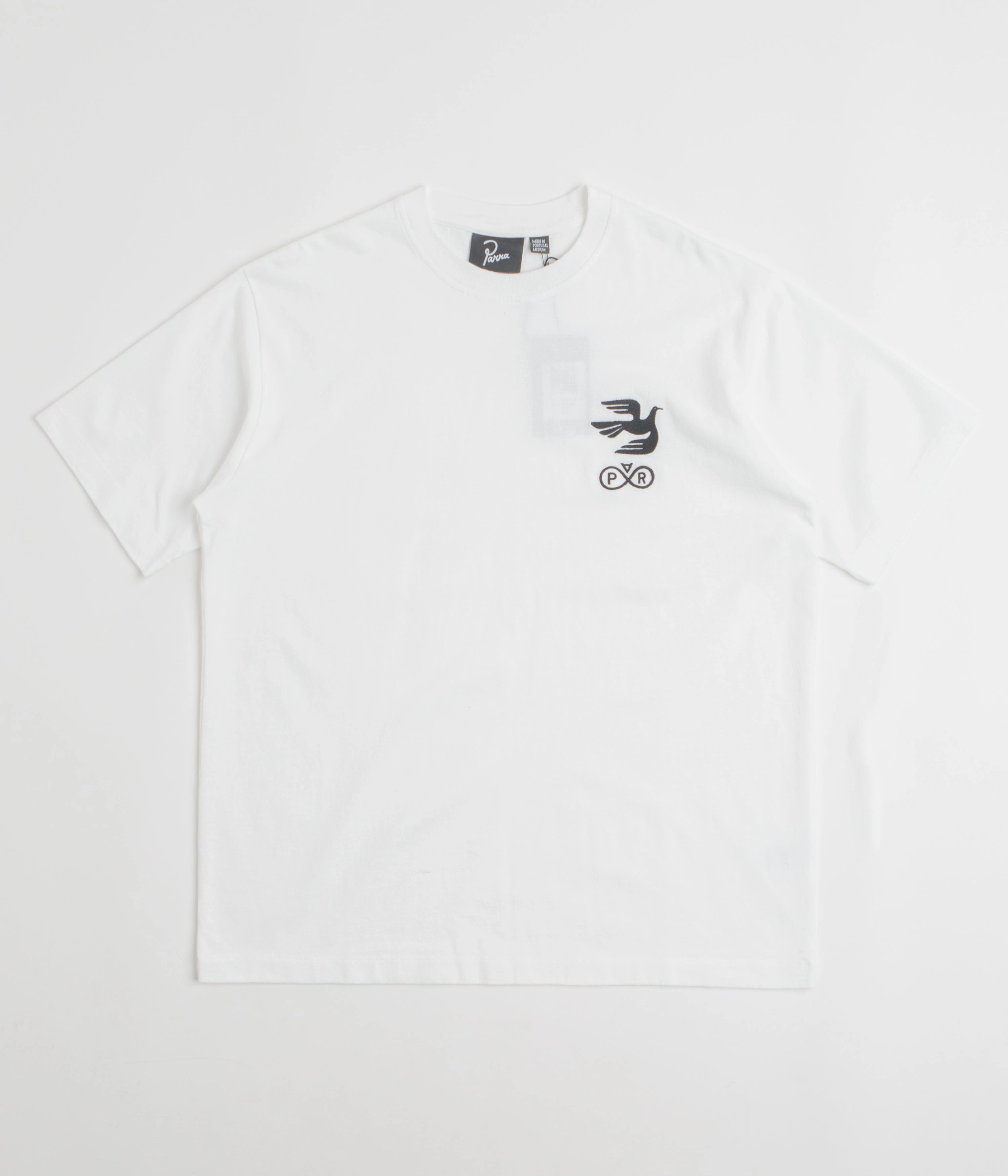 by Parra Infinite Bird Logo T-Shirt - White bead stretchability