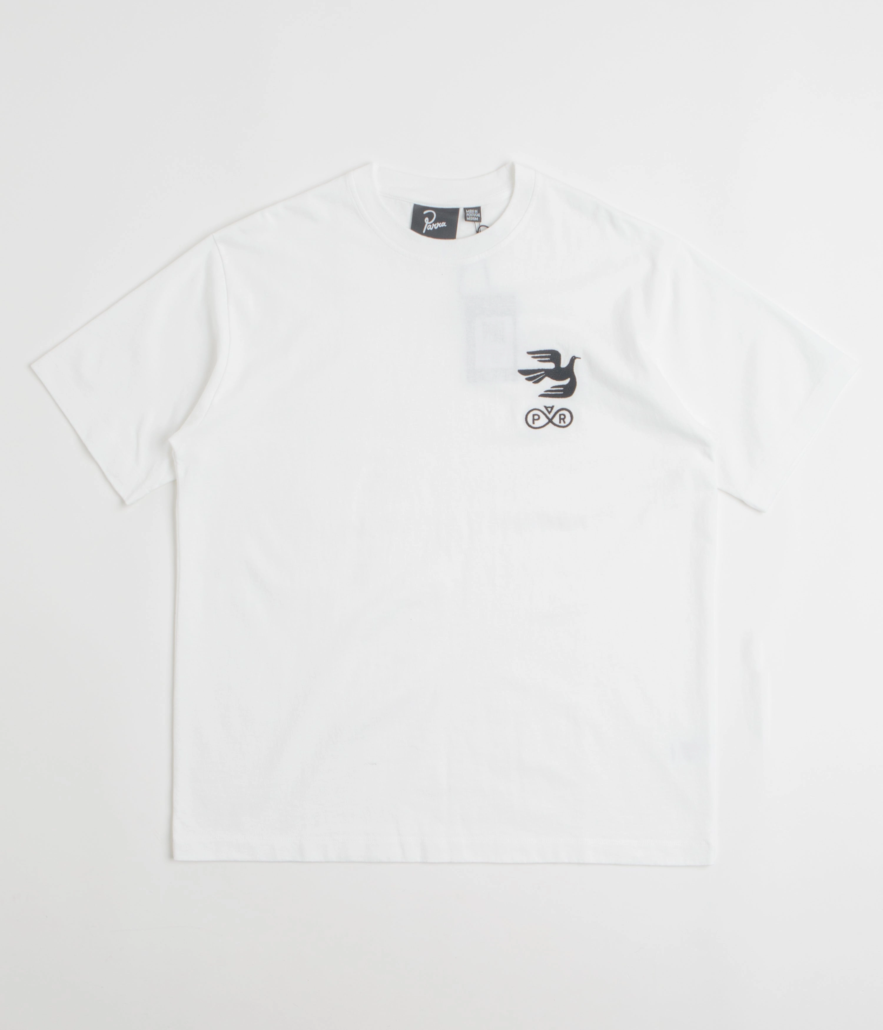 loafers suitable for all genders by Parra Infinite Bird Logo T-Shirt - White