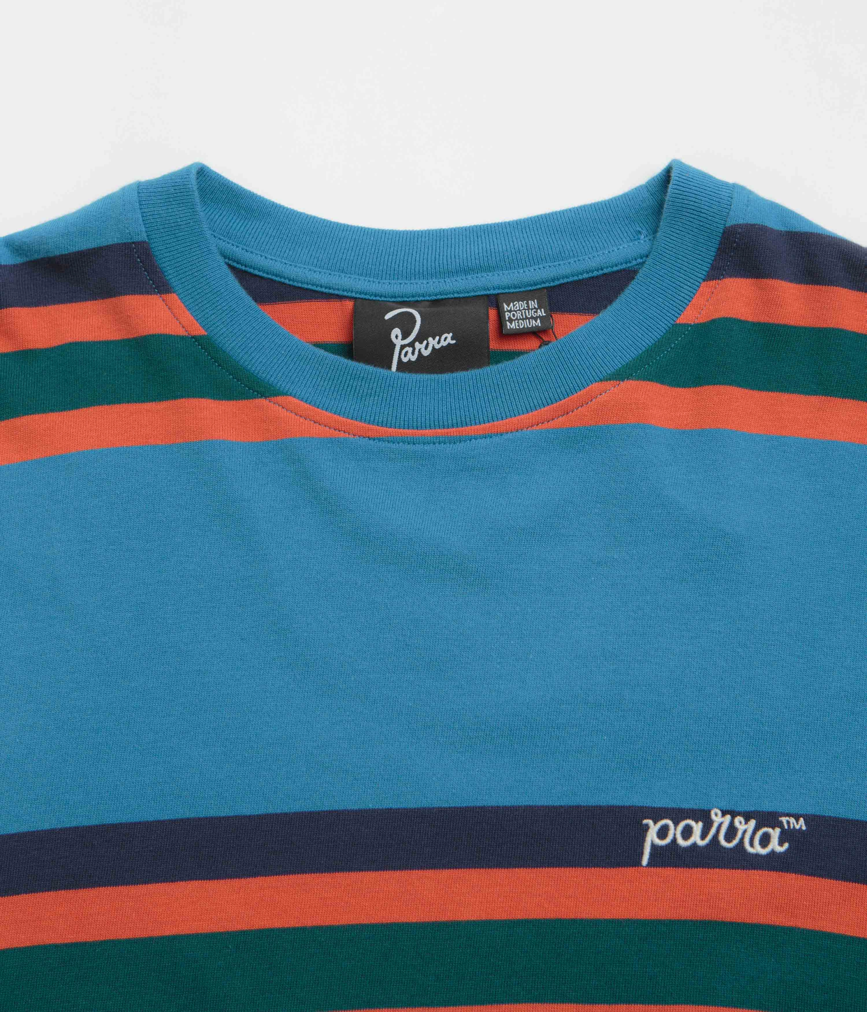 by Parra Script Striped T-Shirt - Blue Beach Style