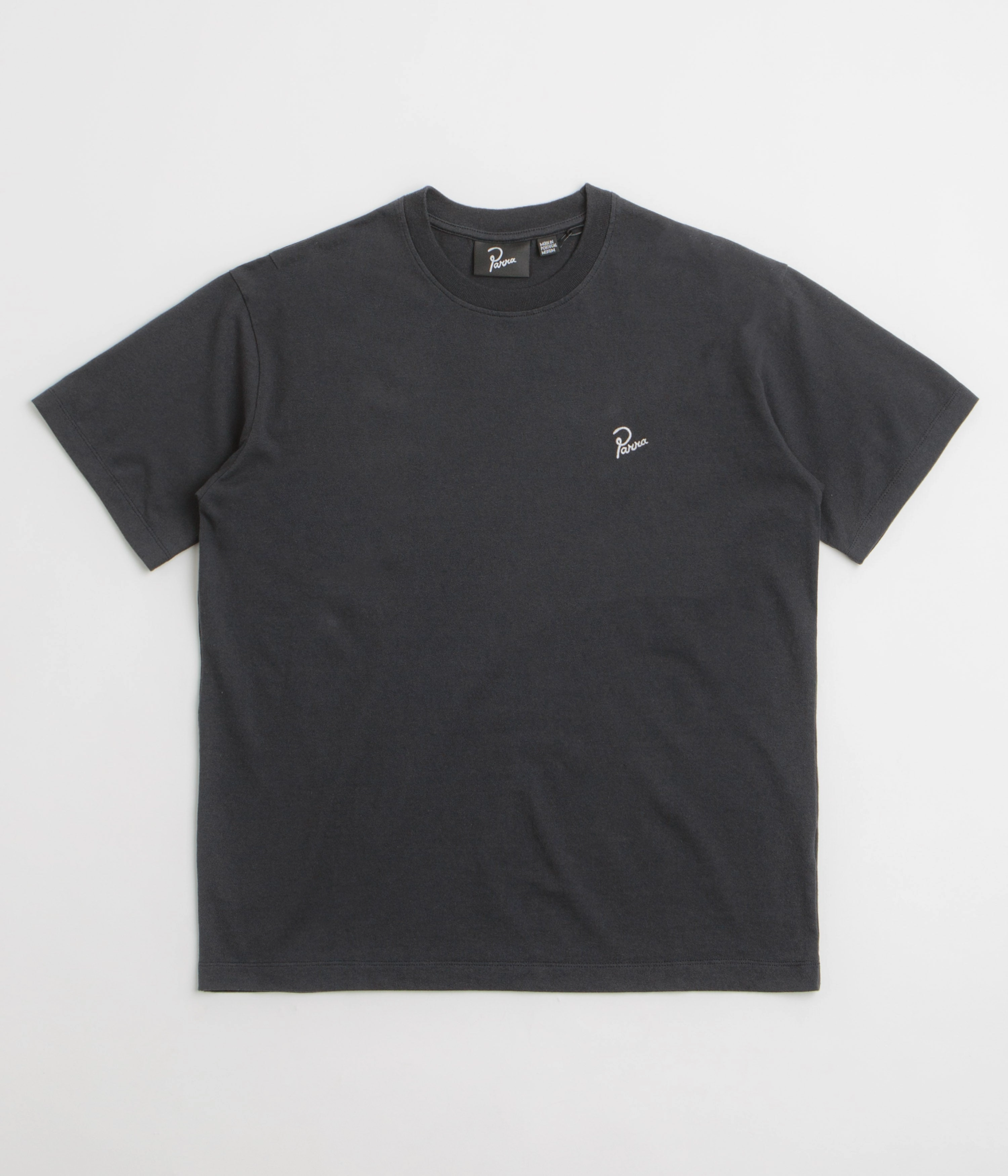 by Parra Signature T-Shirt - Dark Navy rolled sleeves straight legs