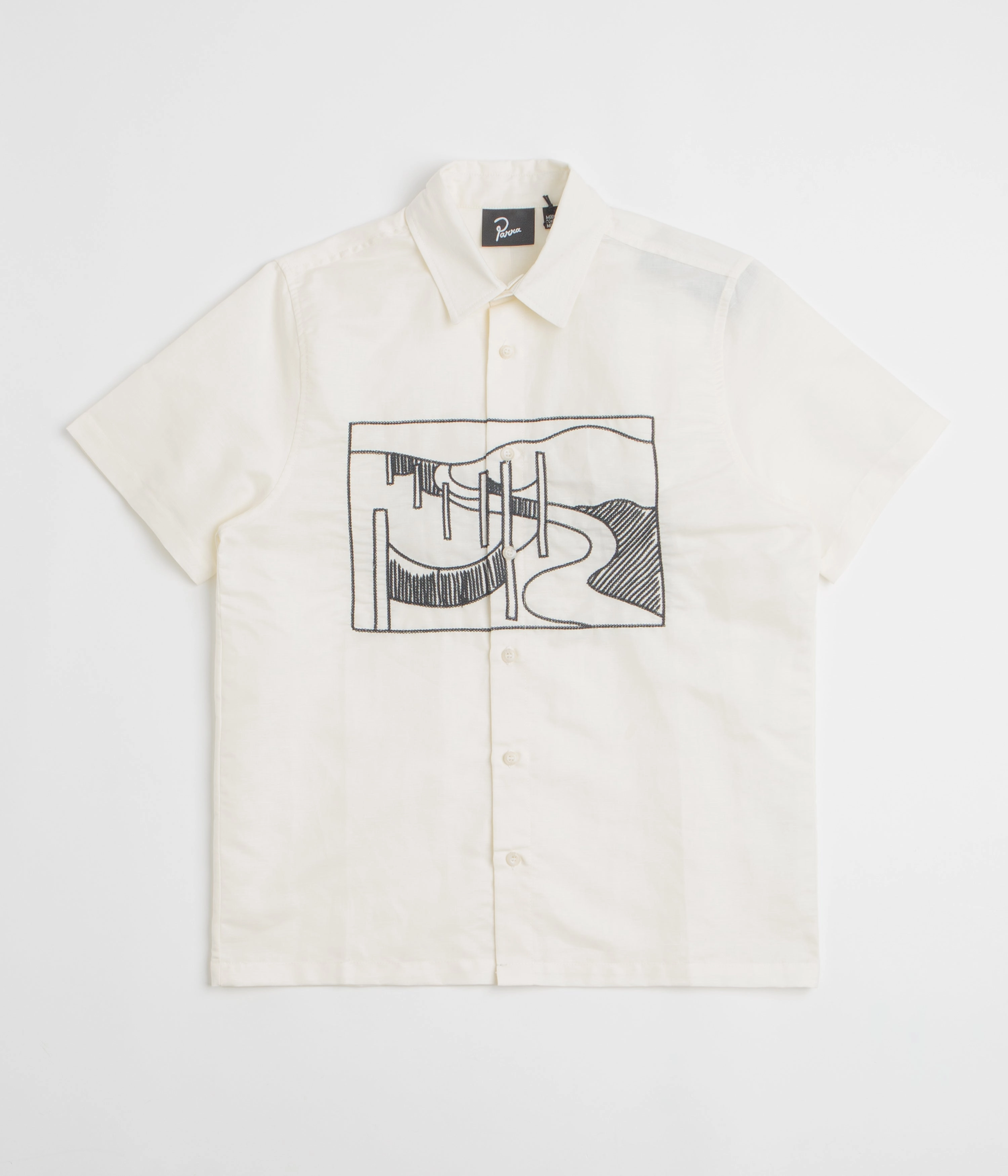 by Parra The Dunes Short Sleeve Shirt - Off White Pocket Detail