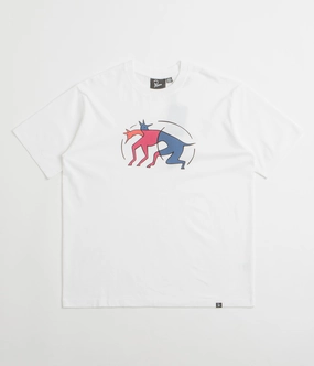 Skiing embroidered hem by Parra The Zoomies T-Shirt - White