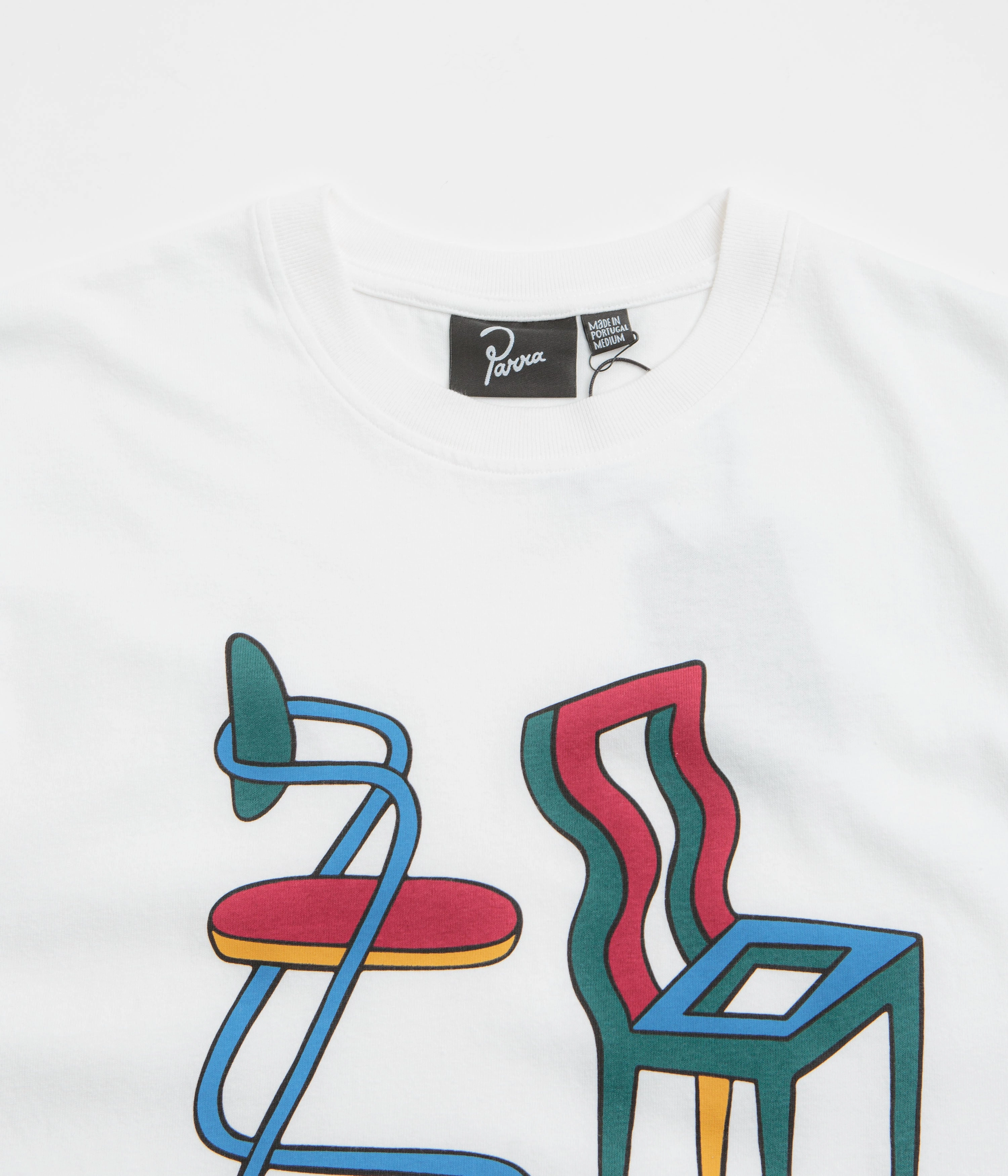 hostel venue Machine washable by Parra Unreasonable Chairs T-Shirt - White