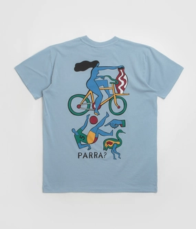 by Parra Vase Delivery T-Shirt - Light Blue Circular Knit Collar