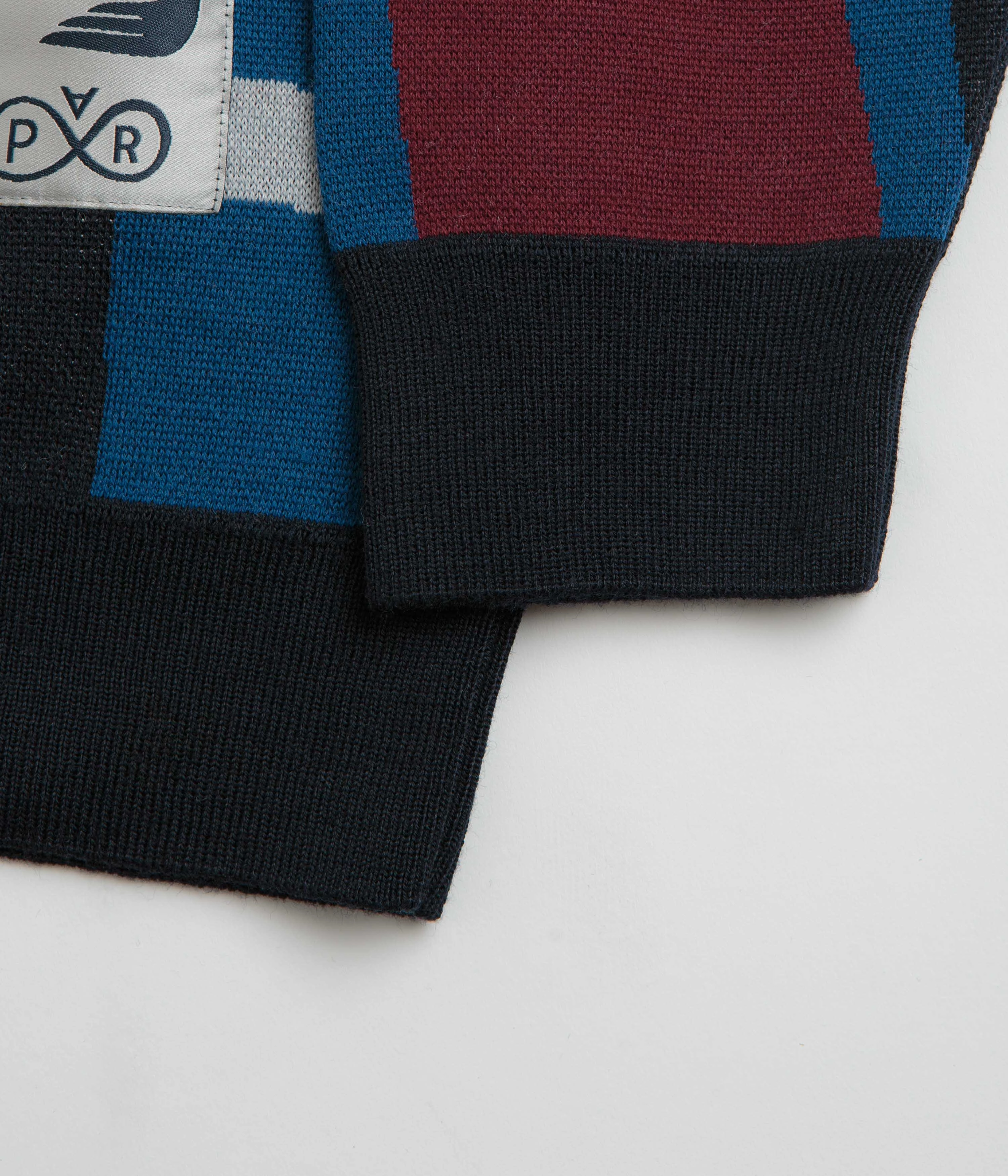 by Parra Vertical Forest Knitted Polo Shirt - Blue Gender Neutral Classic Style