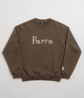 design trend by Parra Weird Trad Logo Crewneck Sweatshirt - Brown