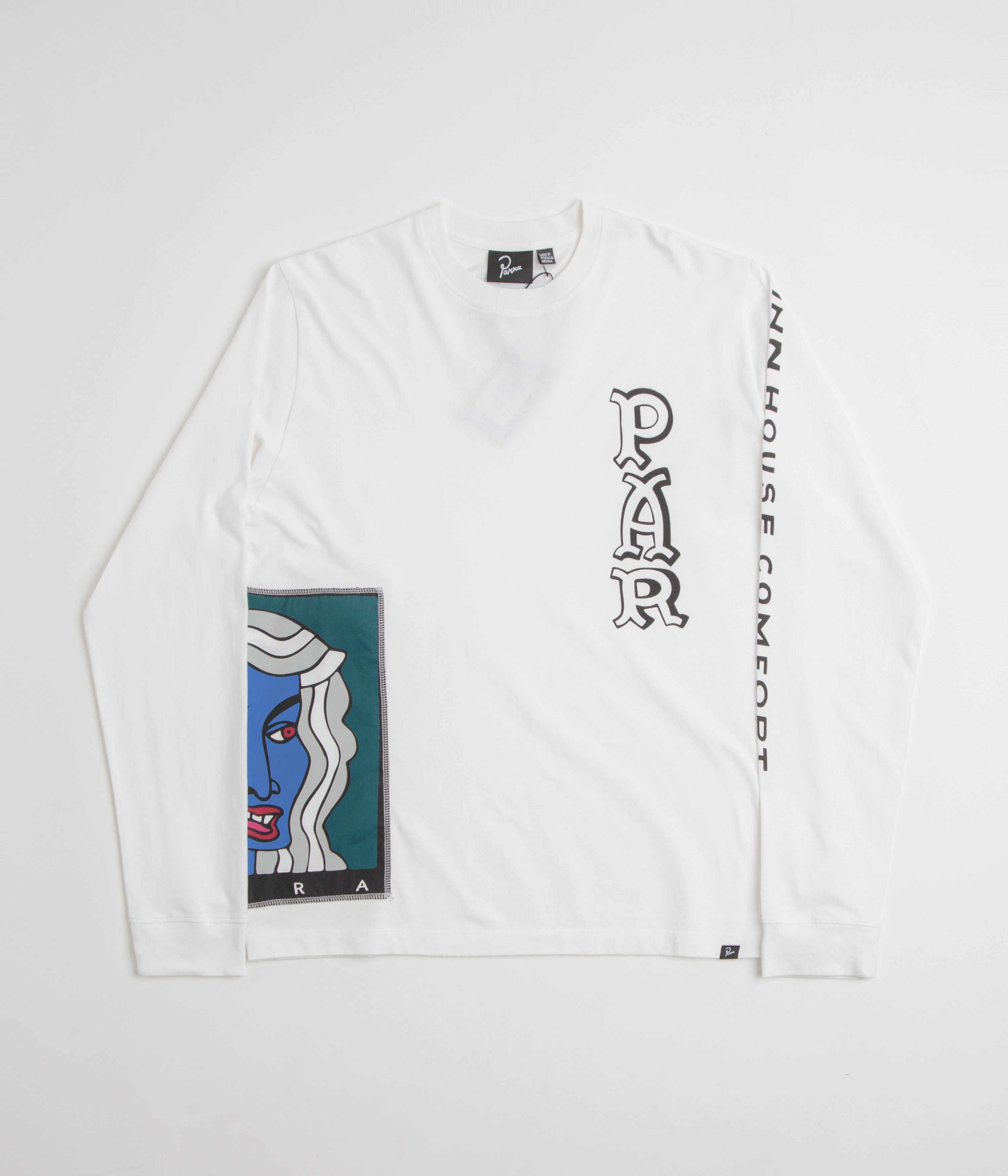 Mountainous region jogger pants silhouette by Parra Your Face Long Sleeve T-Shirt - White