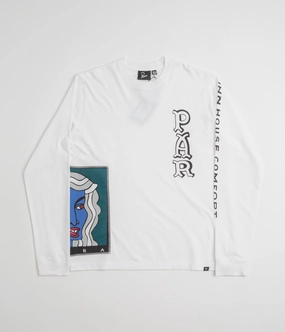Mountainous region jogger pants silhouette by Parra Your Face Long Sleeve T-Shirt - White