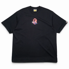 A Bathing Ape Floral Solid Camo Medium Ape Head Tee - Black running venue theater venue