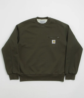 Carhartt Detroit Crewneck Sweatshirt - Olive Cozy Fit Poolside Relax