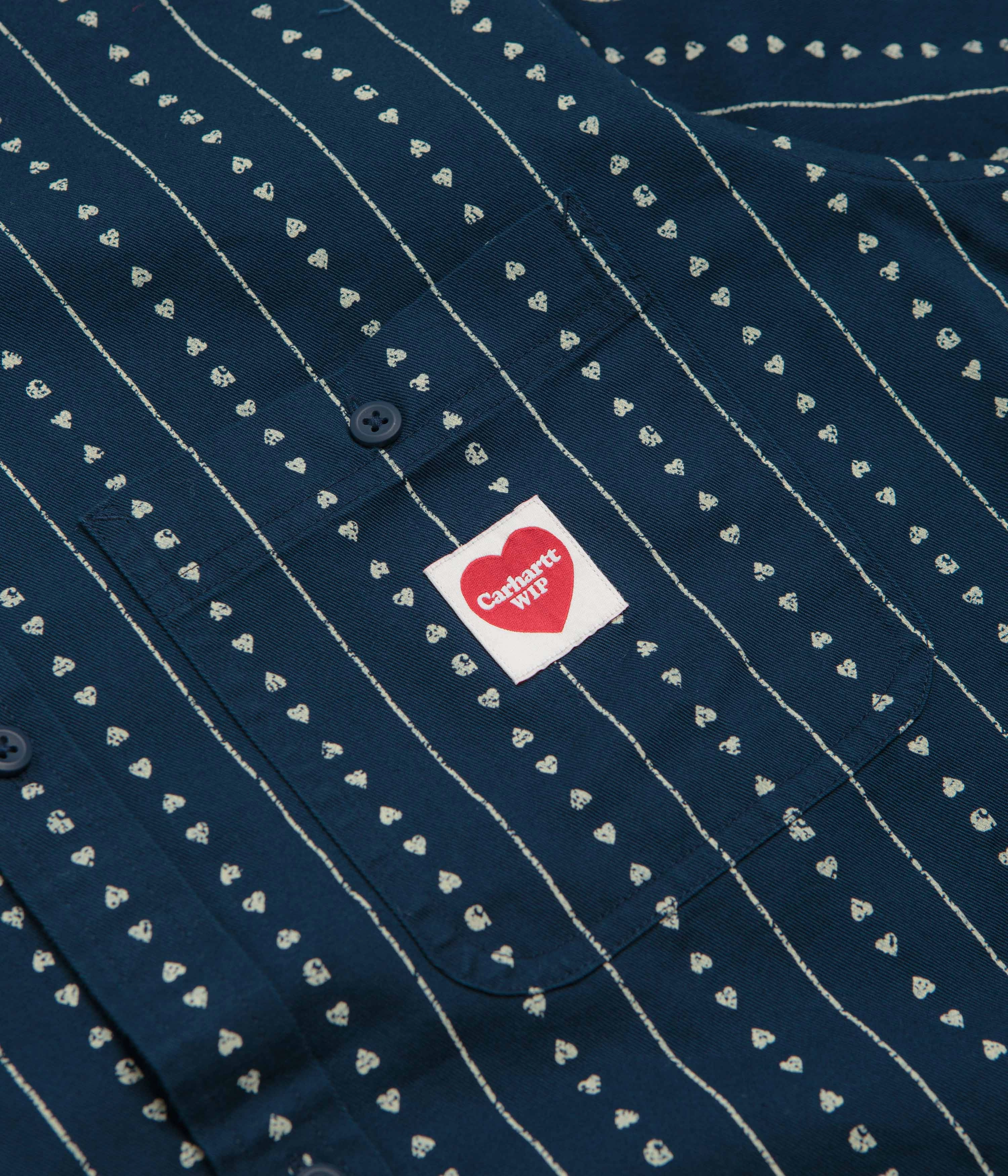 Carhartt Drewe Short Sleeve Shirt - Heart C Pinstripe / Ink / Natural Timeless Wardrobe