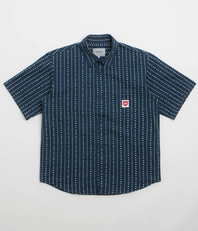 Seasonal Essential Airflow Ventilation System Carhartt Drewe Short Sleeve Shirt - Heart C Pinstripe / Ink / Natural