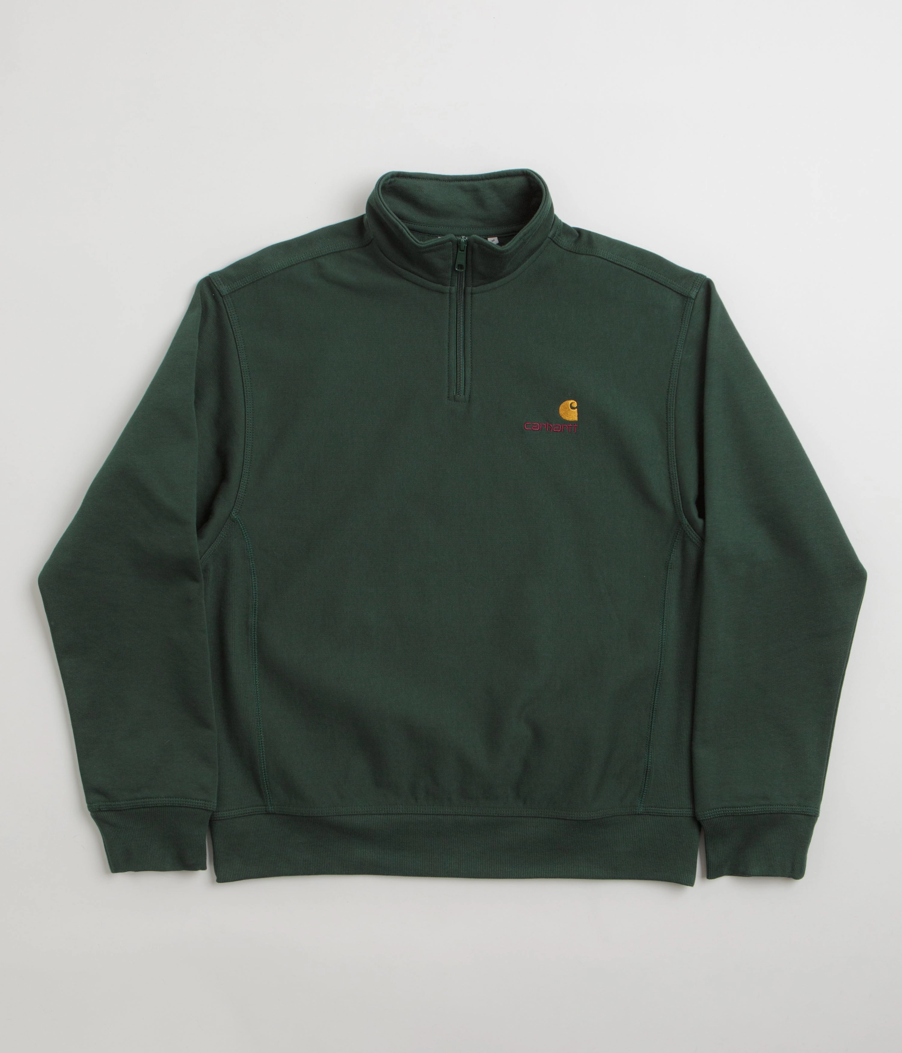 Carhartt Half Zip American Script Sweatshirt - Conifer Soft Layers