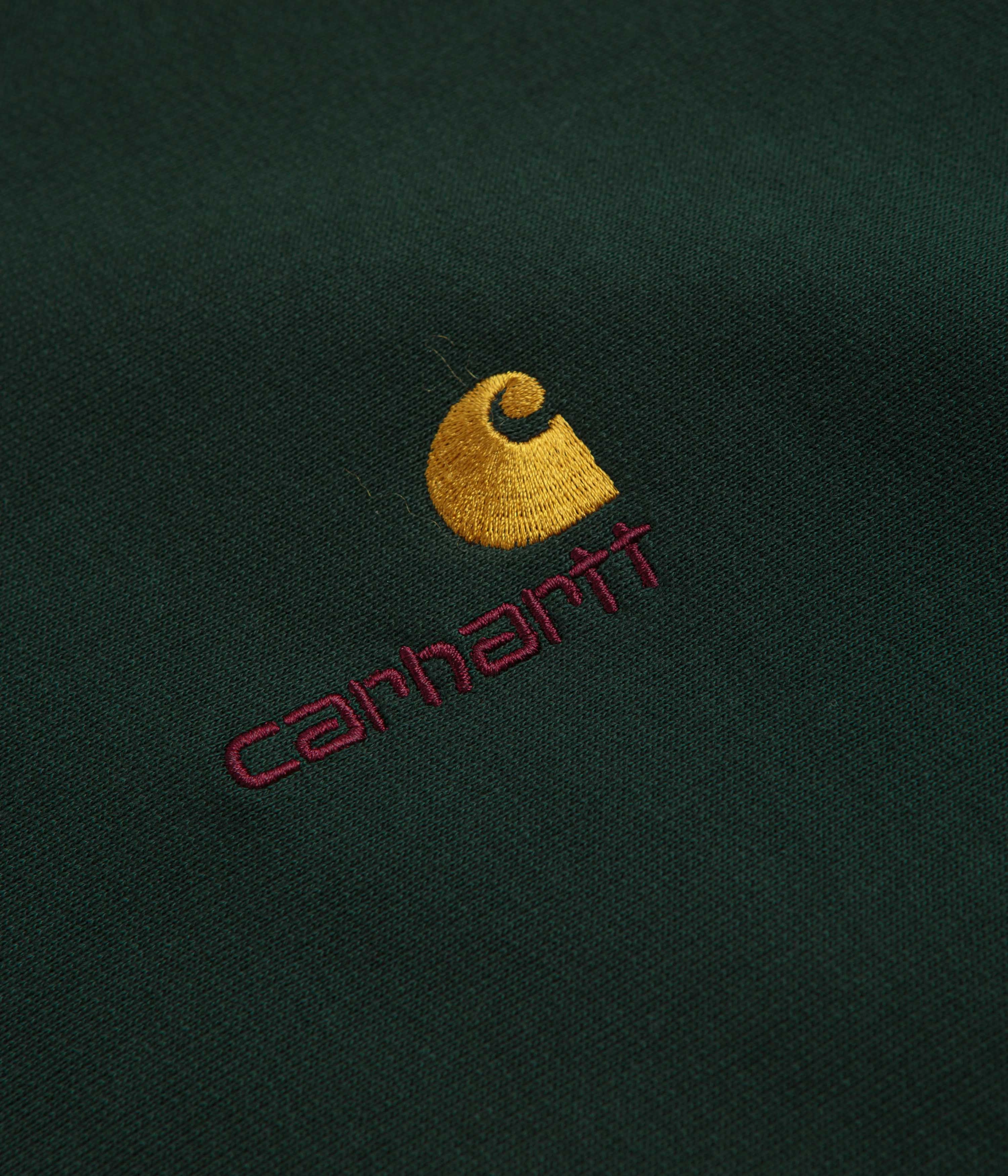 hypoallergenic Carhartt Half Zip American Script Sweatshirt - Conifer