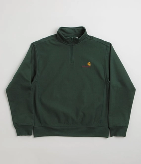 Carhartt Half Zip American Script Sweatshirt - Conifer Soft Layers