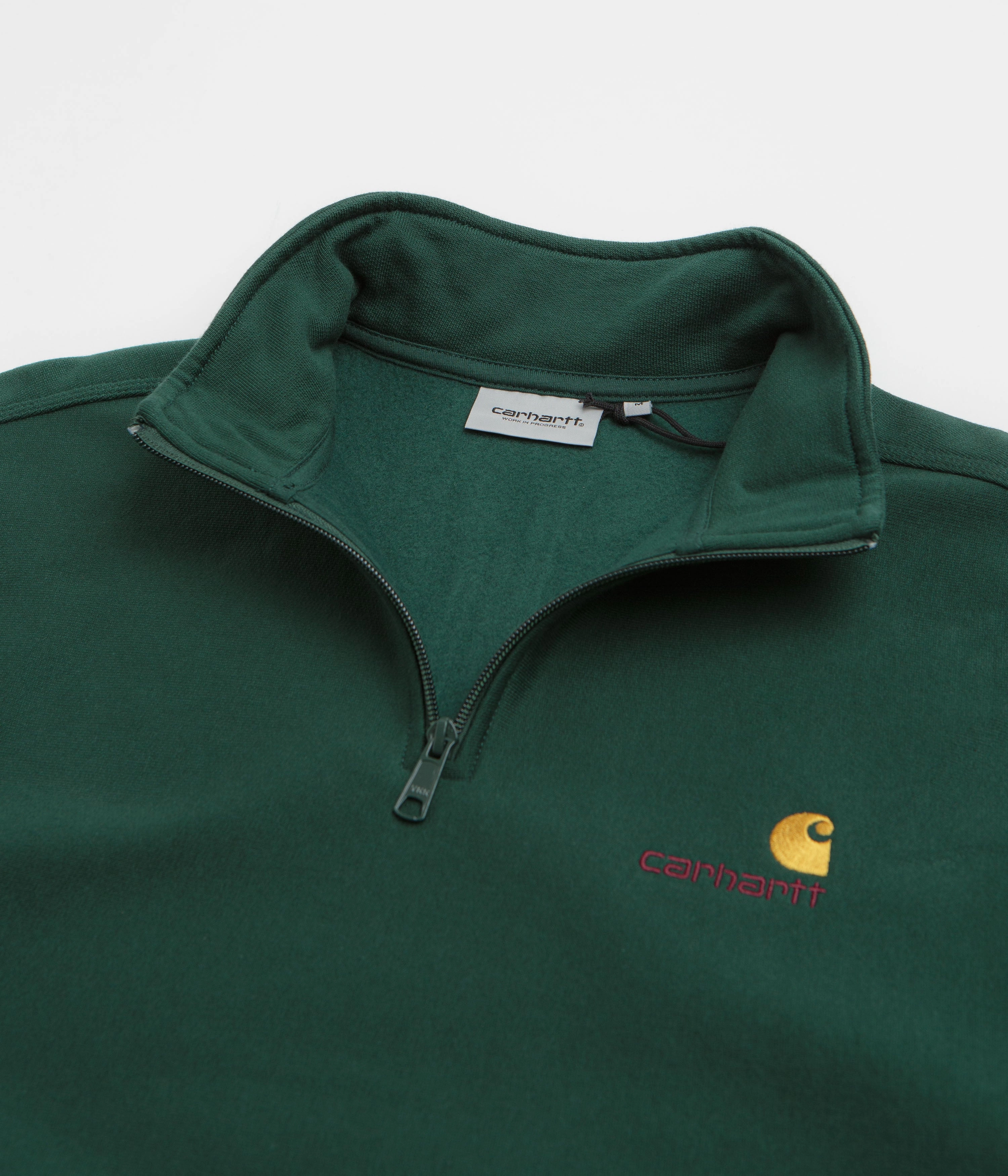 Carhartt Half Zip American Script Sweatshirt - Dark Fir Brunch Style product lanyard visibility