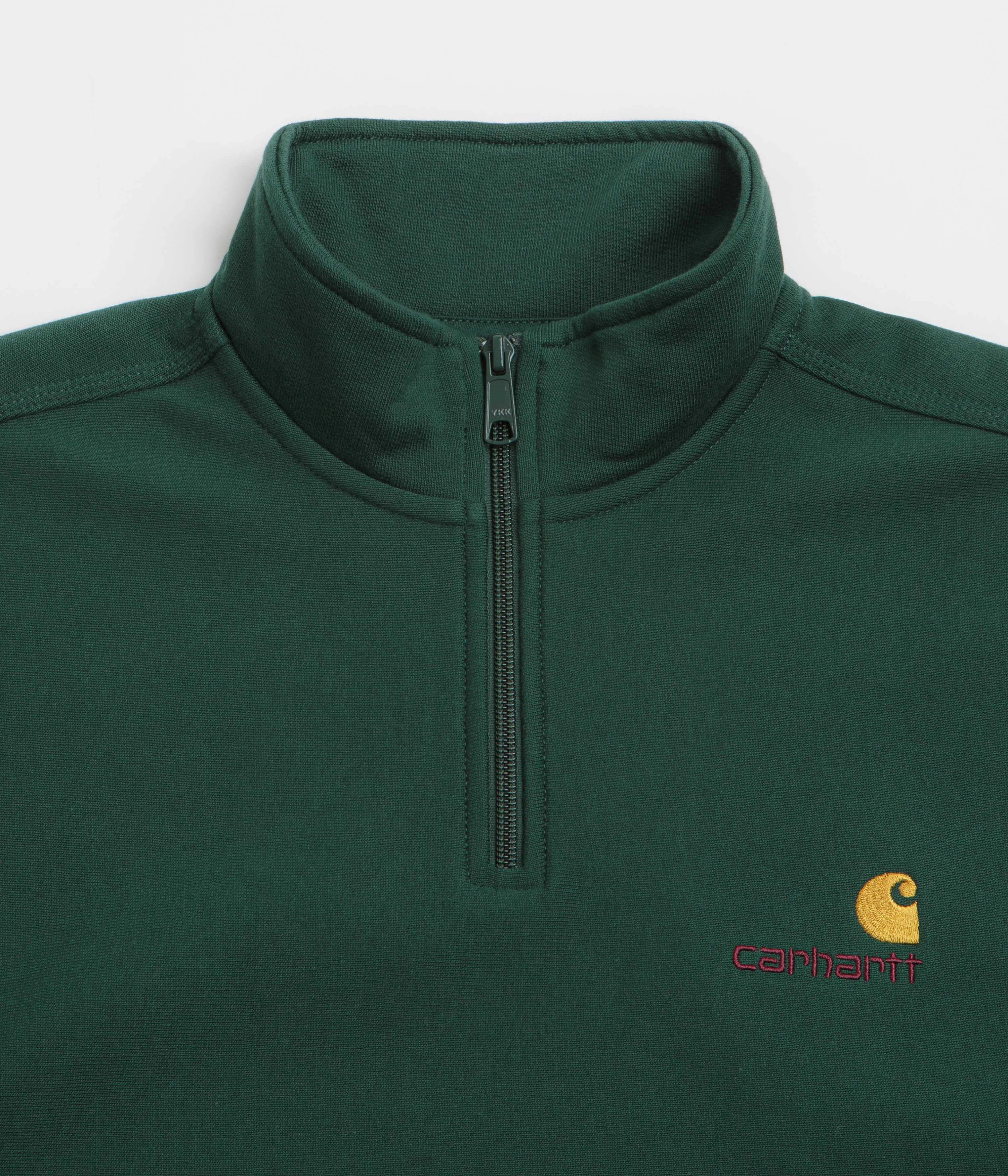 product semi formal appeal Carhartt Half Zip American Script Sweatshirt - Dark Fir