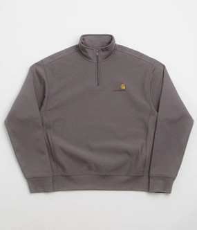 tag accents Carhartt Half Zip American Script Sweatshirt - Porphyry