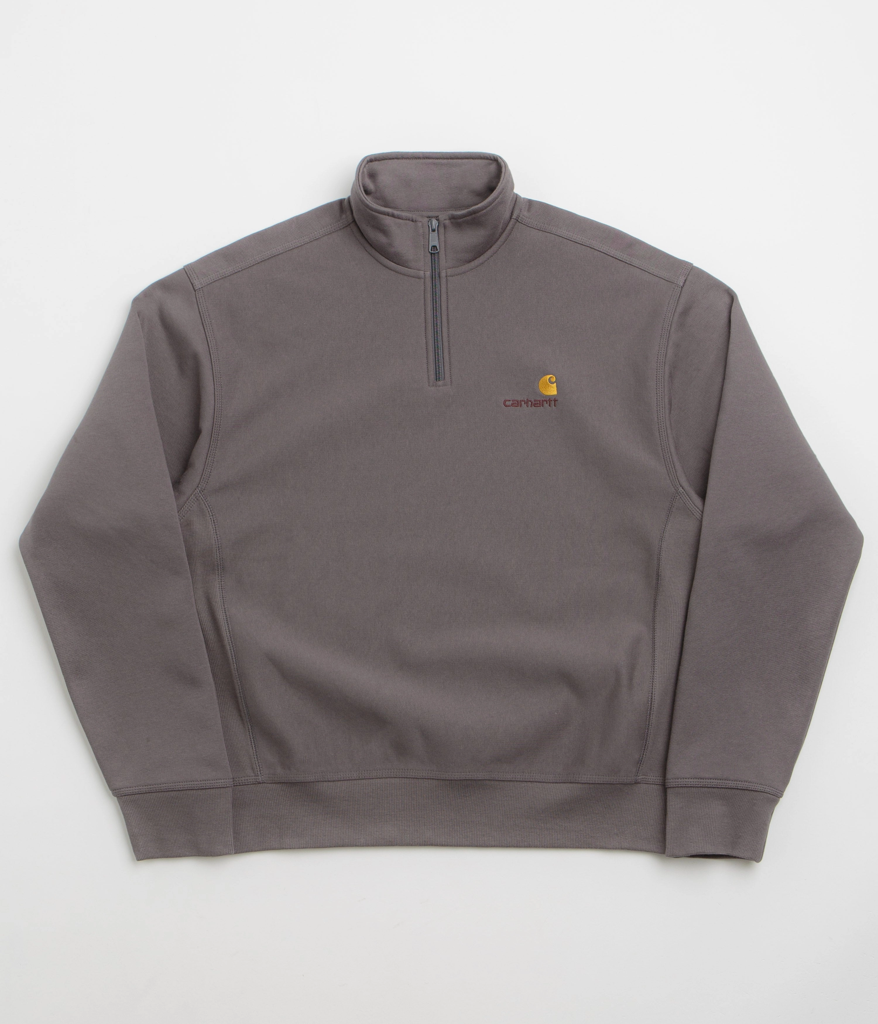 tag accents Carhartt Half Zip American Script Sweatshirt - Porphyry