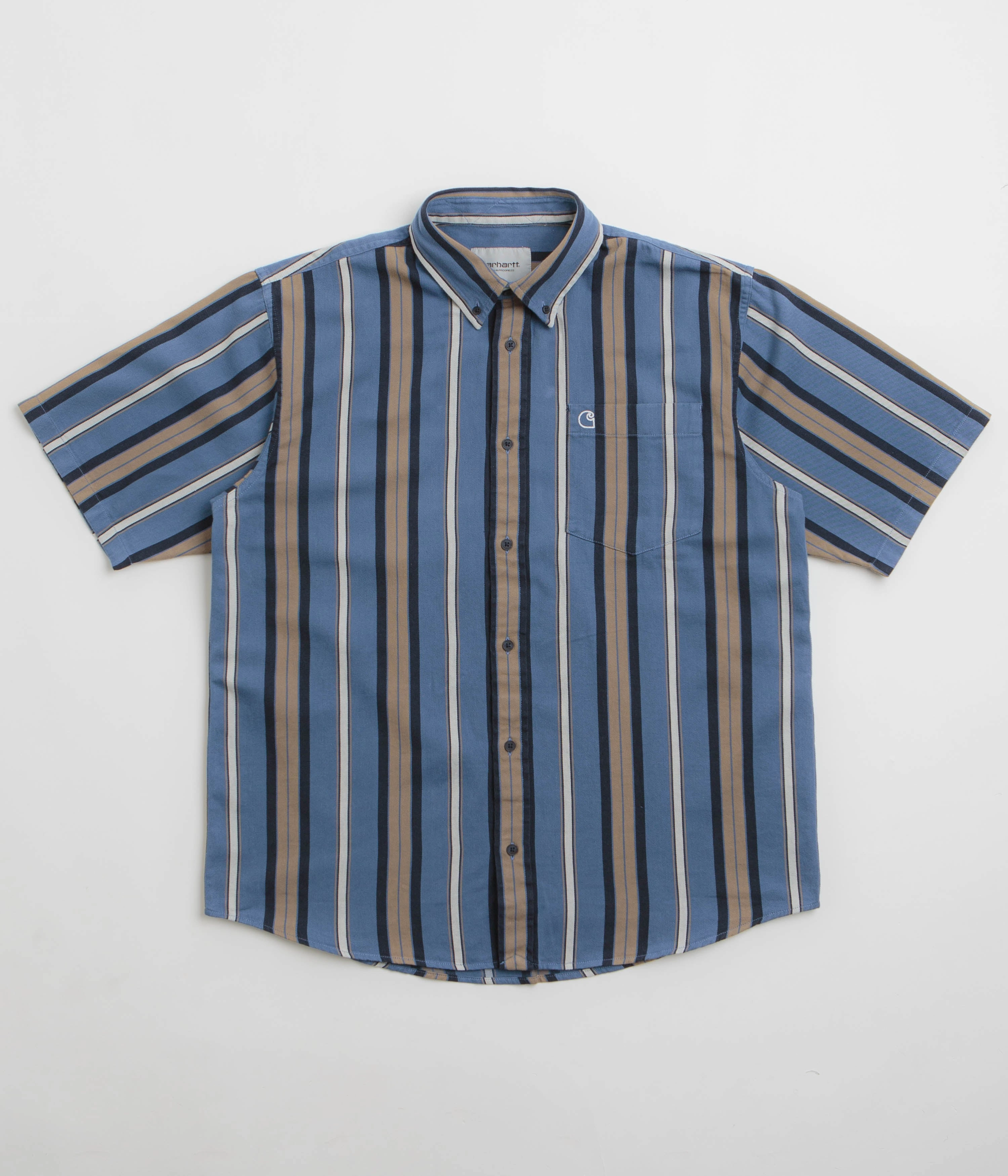 Carhartt Jarrell Short Sleeve Shirt - Jarrell Stripe / Blue Iris / Wax Ventilated Back Panel Wrinkle Resistant Finish